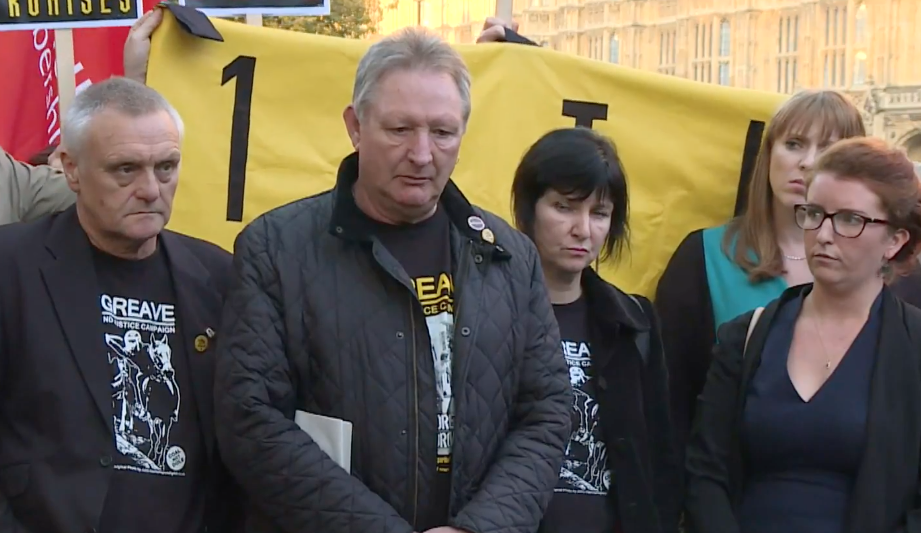 Kevin Horne, centre, with campaigners and MPs