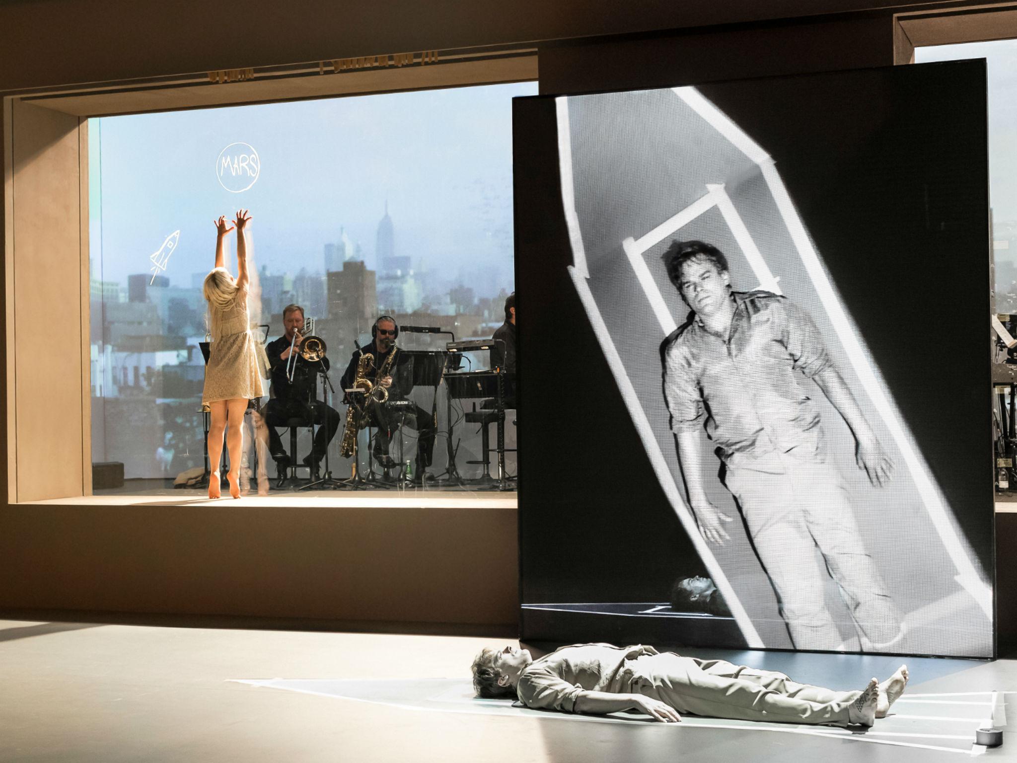 Zany: Sophia Anne Caruso (Girl) and Michael C Hall (Newton) in Lazarus, which broke box office records when it played a limited, sold-out run in New York