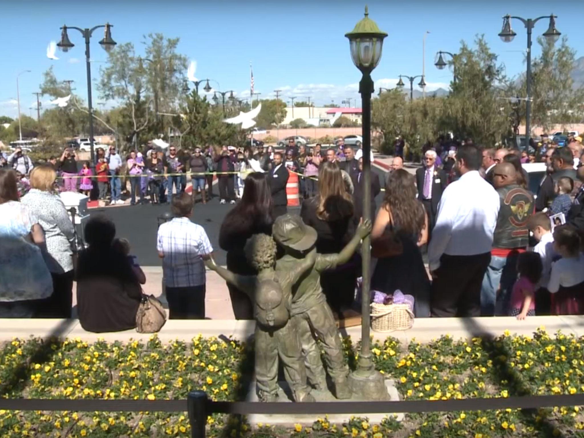 Doves were released after the ceremony held at Copper Pointe Church