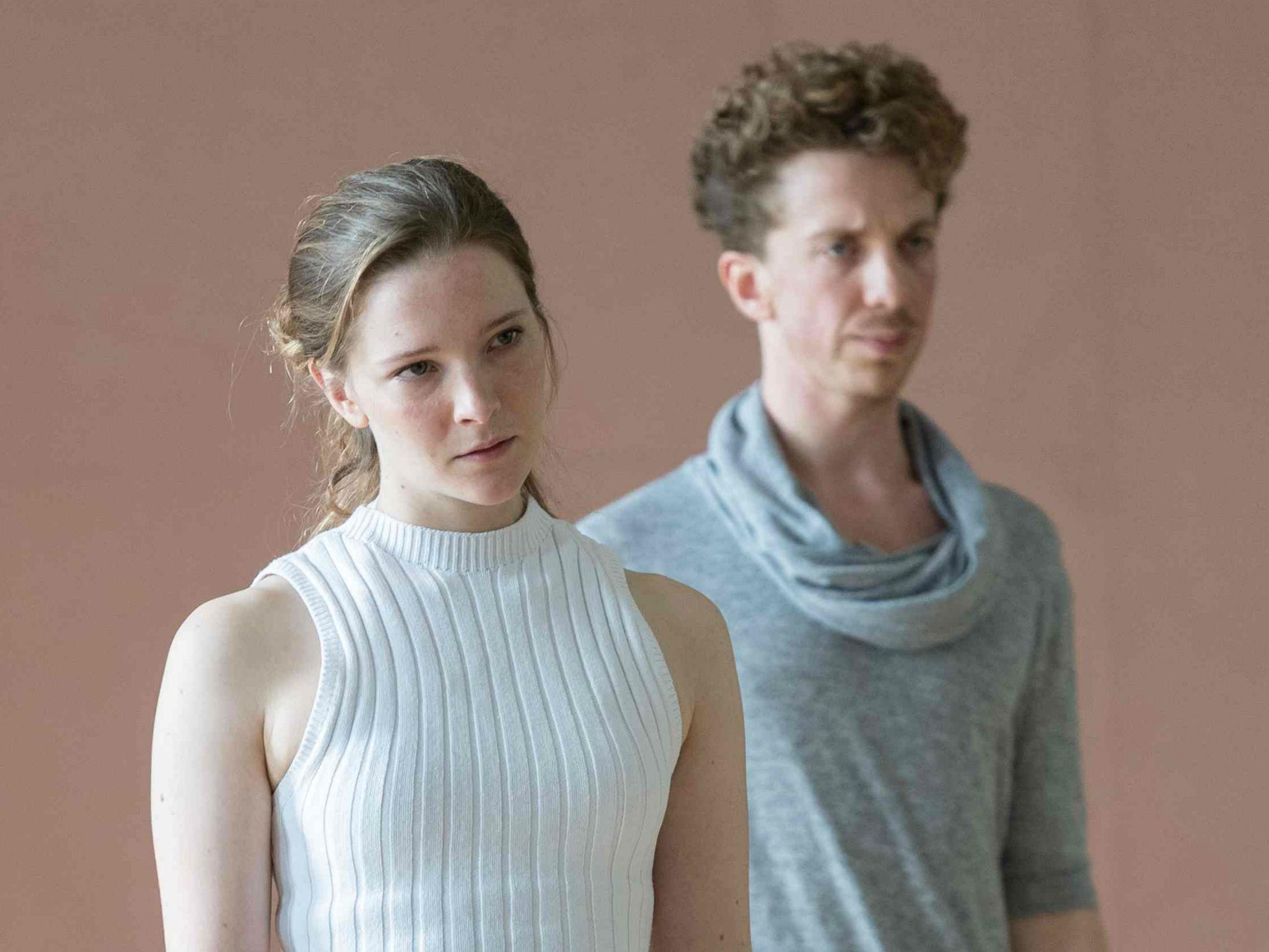 Morfydd Clark in rehearsals for ‘King Lear’ at The Old Vic with Matt Gavan, a member of the ensemble