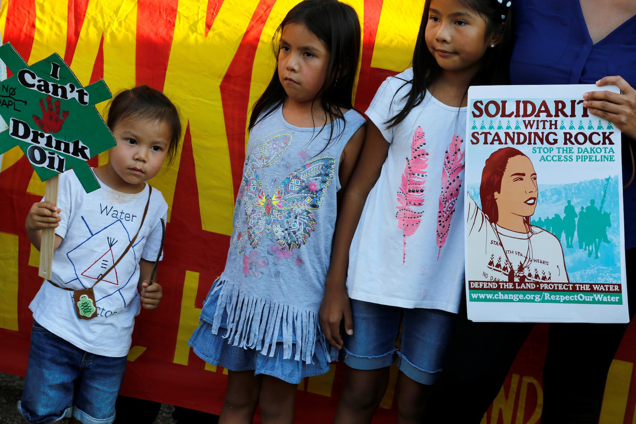 Native American activists rally to call on President Barack Obama to stop the Dakota Access Pipeline, in front of the White House in Washington, U.S. September 13, 2016