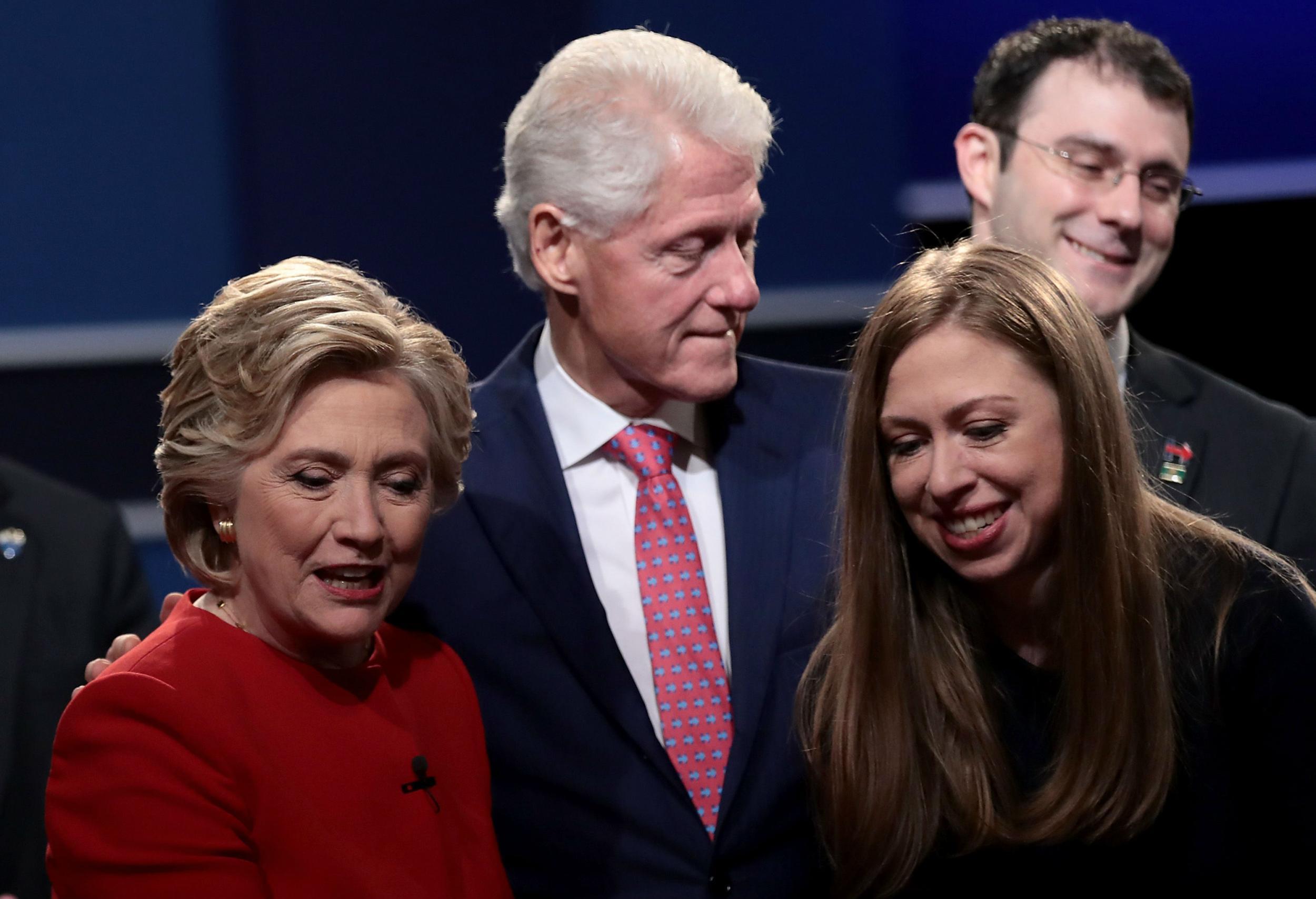 Hillary, Bill, Chelsea and Marc Mezvinsky, at the first presidential debate in September