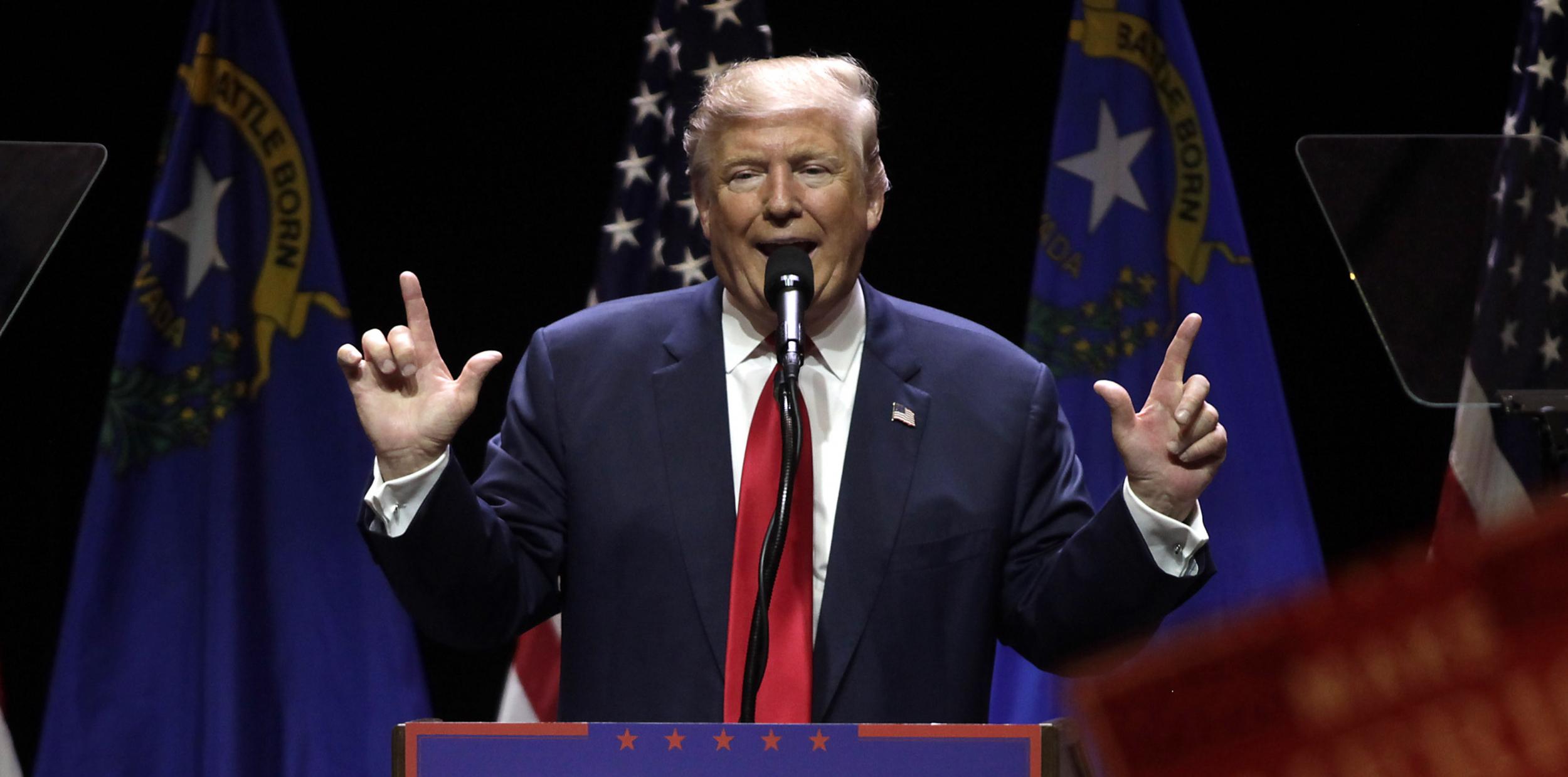 Donald Trump speaks at a campaign rally on October 27, 2016 in Springfield, Ohio. Trump spent the day campaigning in Ohio. With less than two weeks to go until election day, Donald Trump continues to campaign in tight battleground states.
