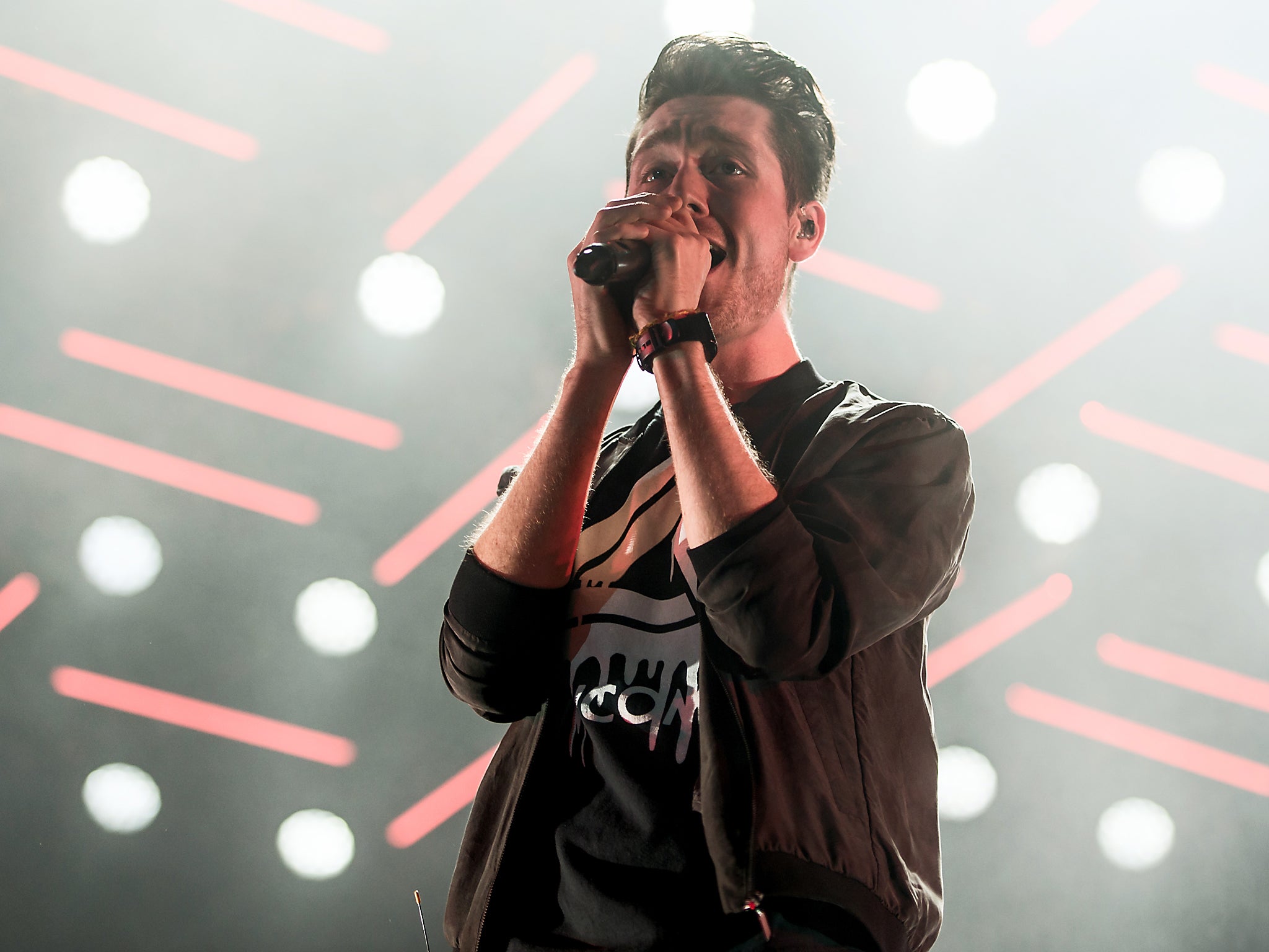 Dan Smith of Bastille in concert at The O2 Arena, London