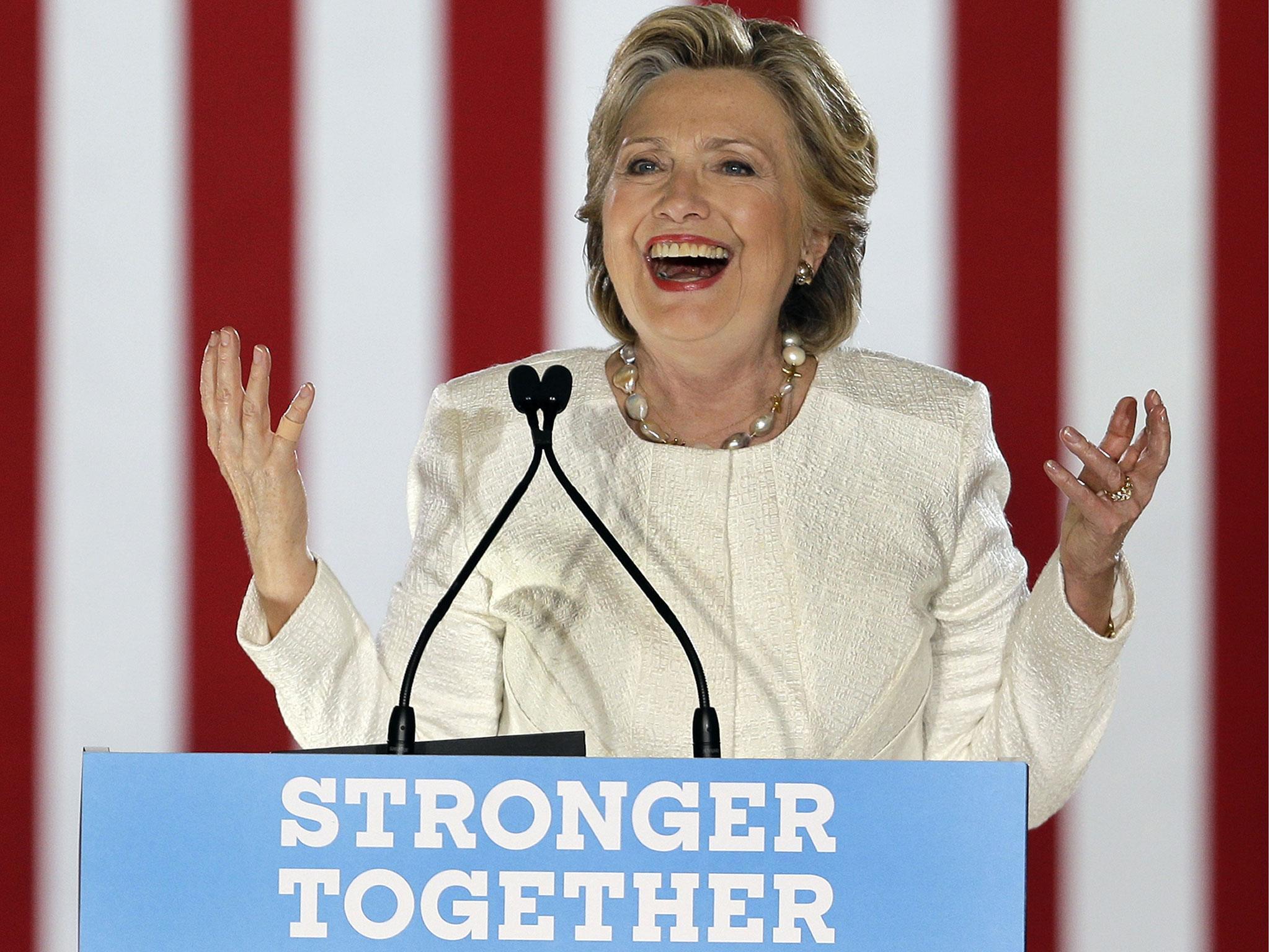 Democratic presidential candidate Hillary Clinton addresses supporters at a campaign event at Sanford, Florida on 1 November 2016