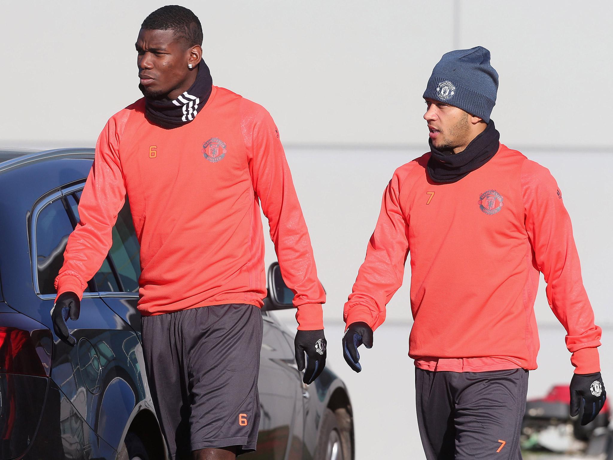 Paul Pogba alongside Memphis Depay, who has been left out of the Manchester United squad to face Fenerbahce