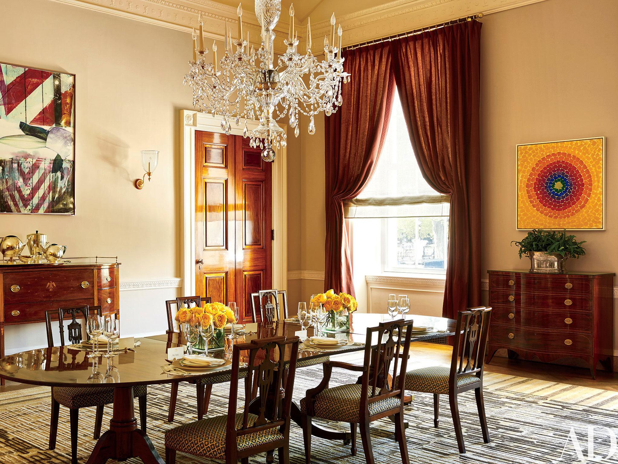 This photo provided by Architectural Digest show the Old Family Dining room in the White House in Washington