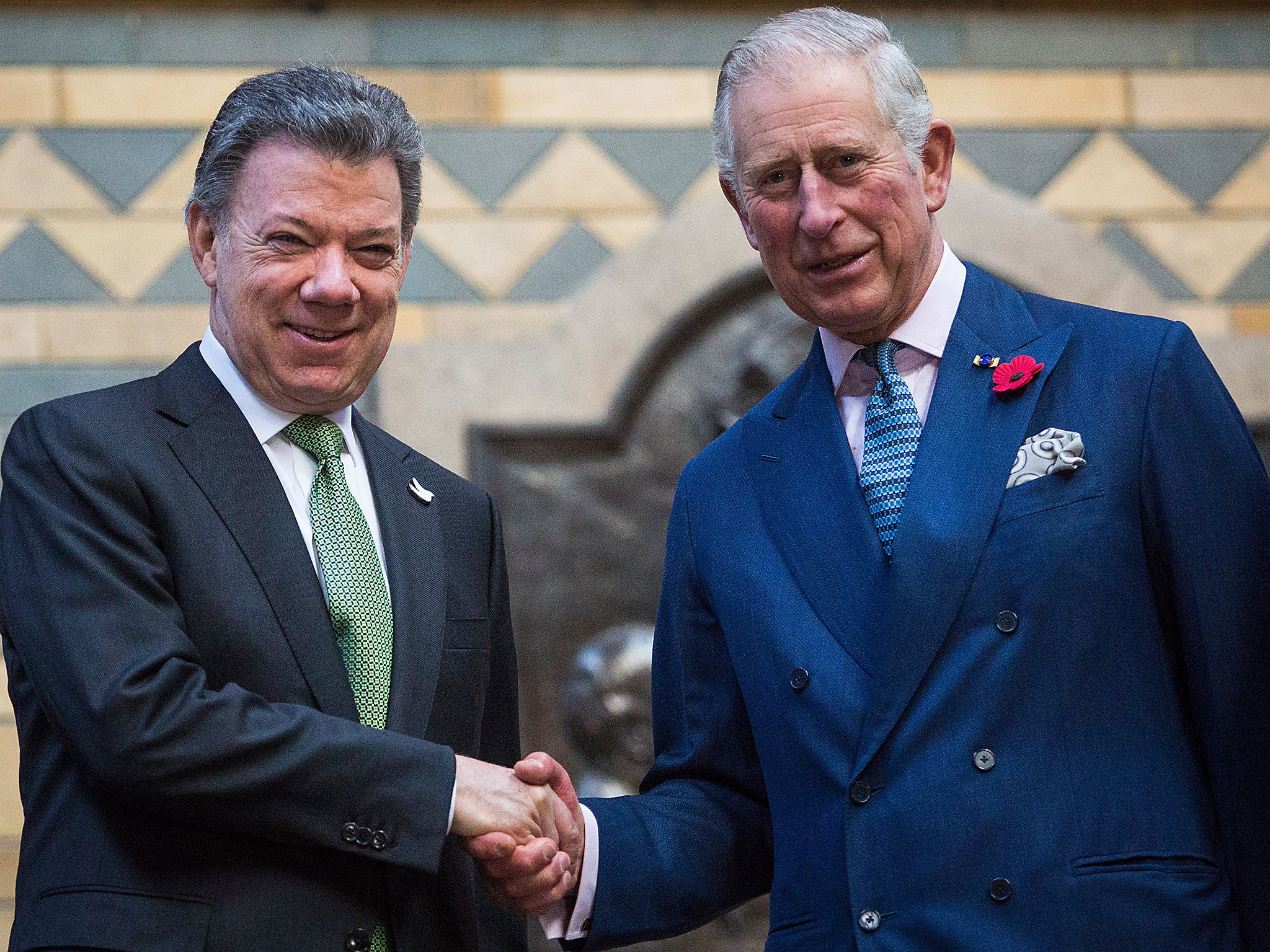 The Prince of Wales and Colombian President Juan Manuel Santos in London