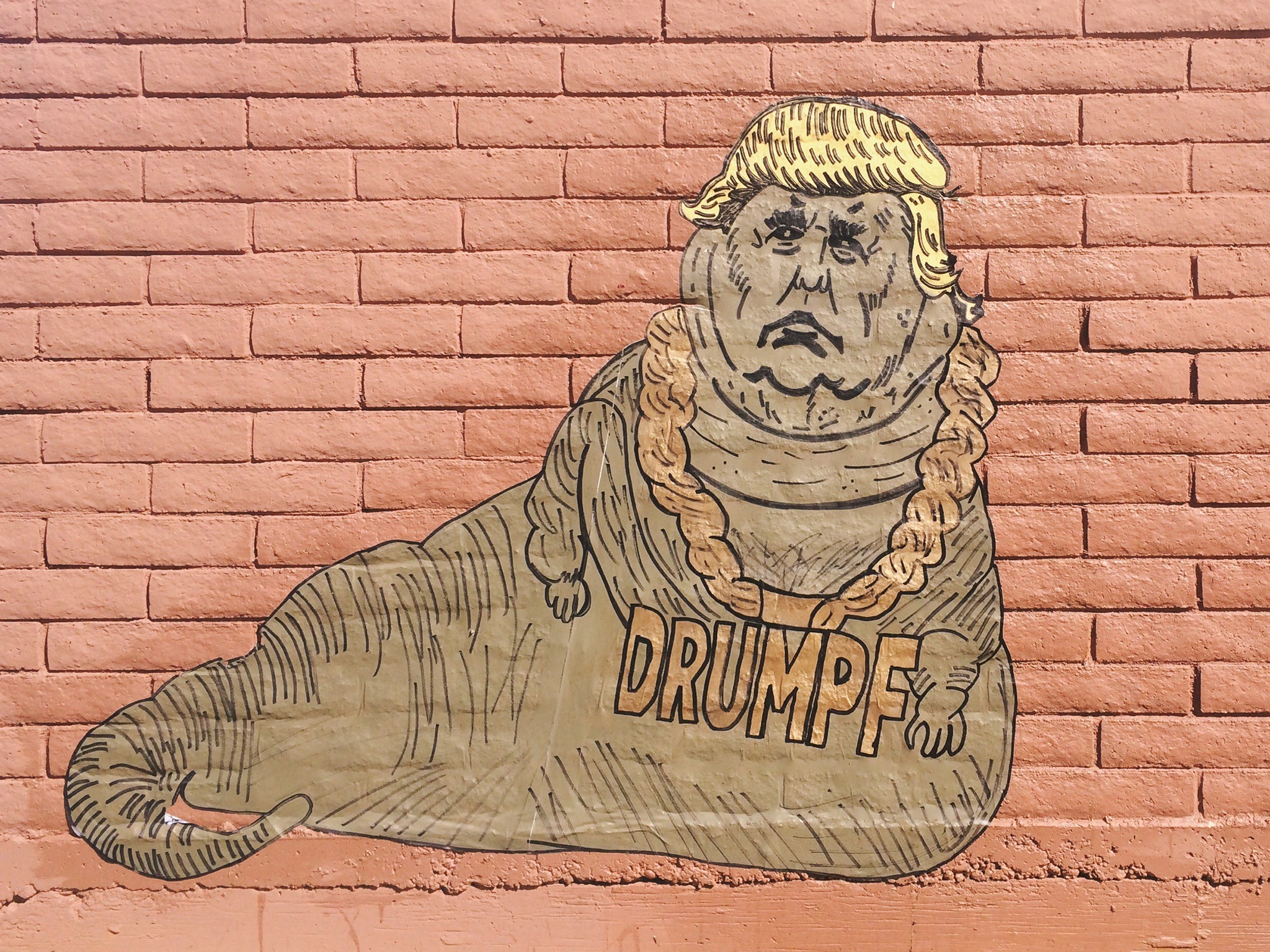 El Peezo’s mural paints Trump as Jabba the Hut, a character known for being slimy