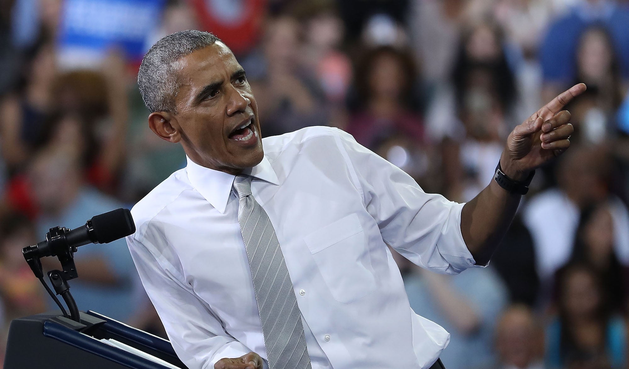 President Barack Obama speaks as he attends a campaign rally in support of Democratic presidential candidate Hillary Clinton at the University of Central Florida on October 28, 2016 in Orlando, Florida. Election day for the presidential candidates is 10 days away.