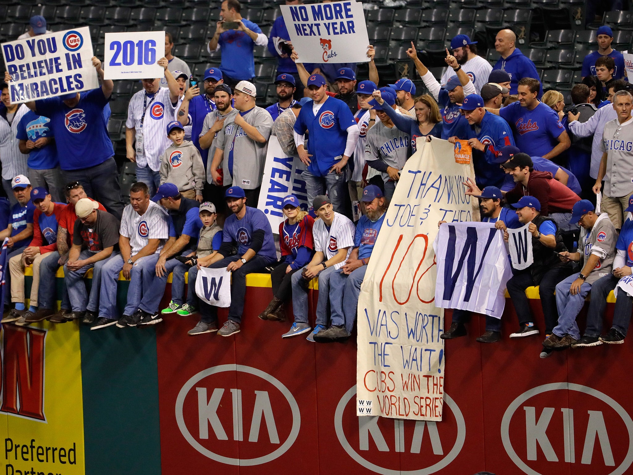 Chicago fans celebrate after the Cubs win the World Series