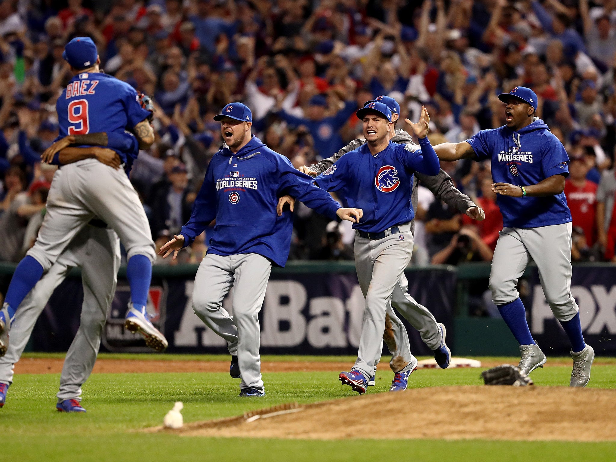 &#13;
Cubs players celebrate the moment of triumph &#13;