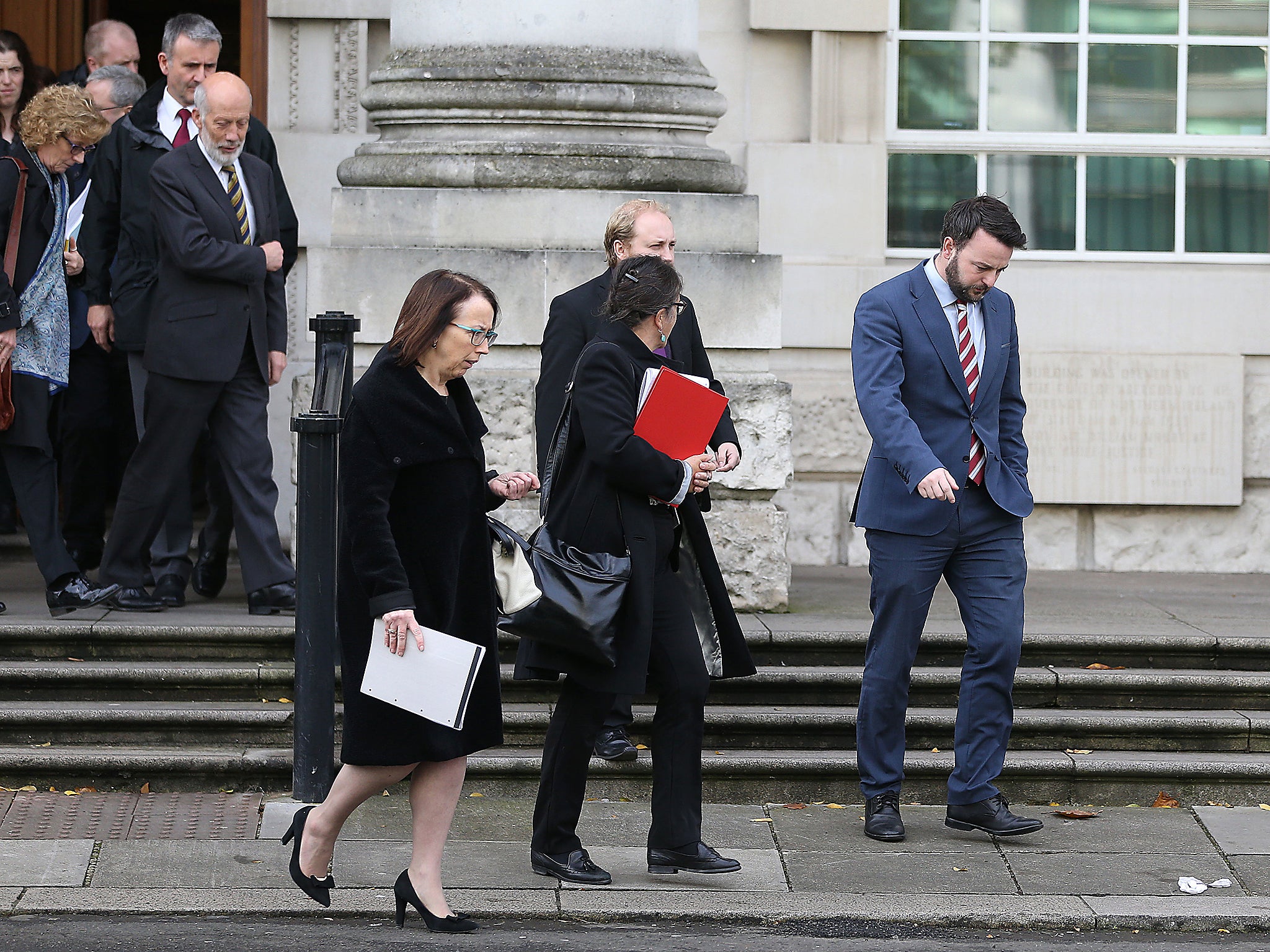 SDLP leader Colum Eastwood leaving the High Court in Belfast following a judges dismissal of the UK's first legal challenges to Brexit