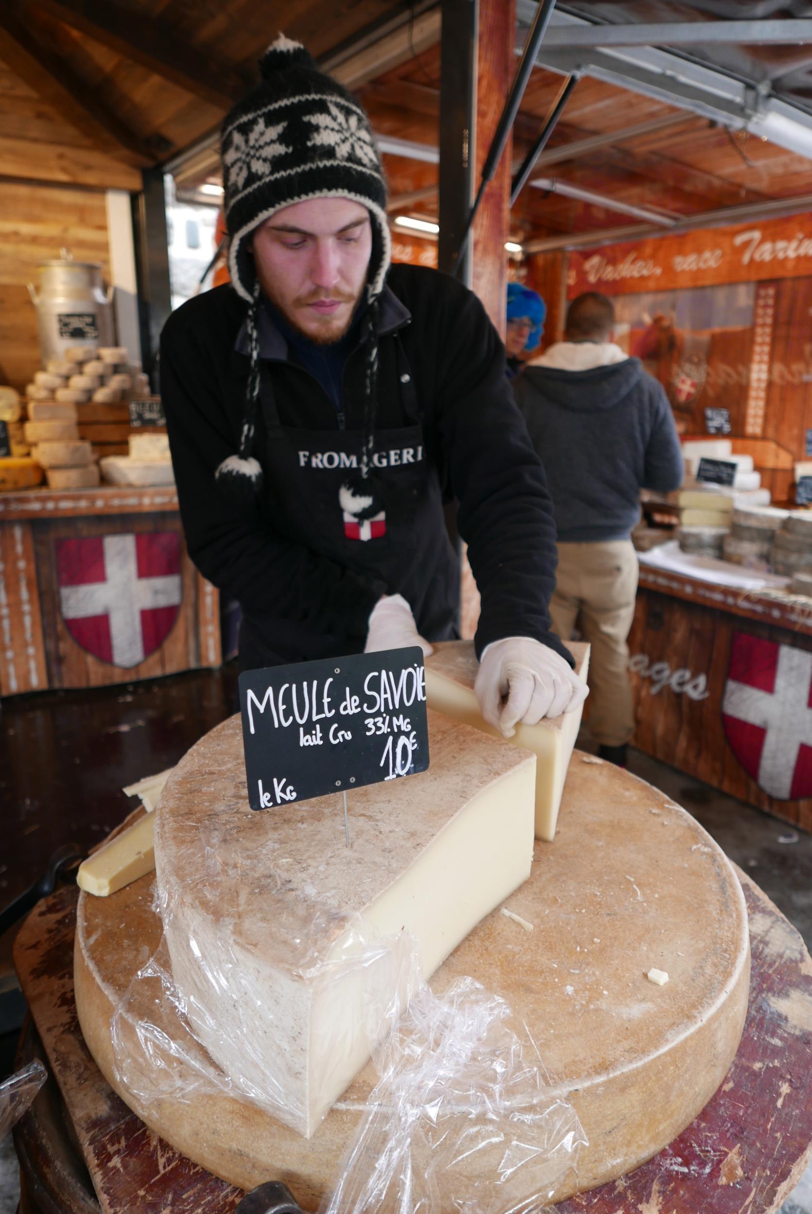 A cheese stall at the Friday market