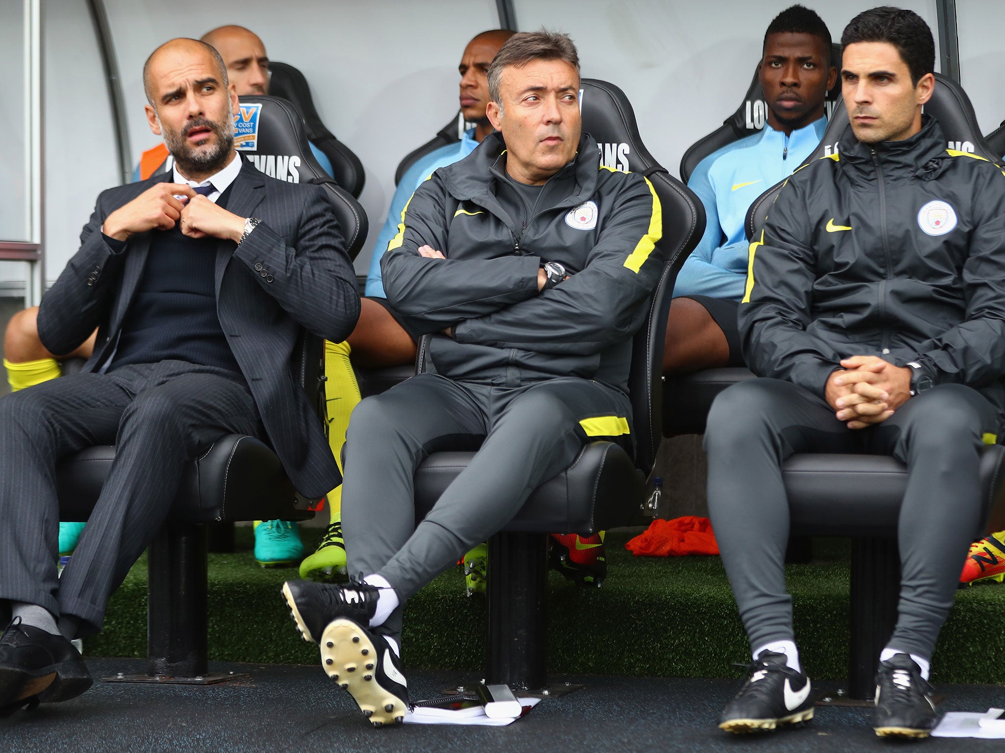 Mikel Arteta (right) allegedly told Messi to go back to his dressing room after losing 3-1 to Barcelona