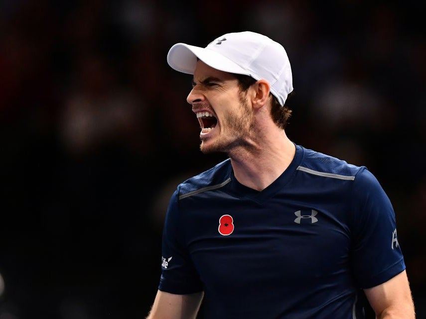 Andy Murray of Great Britain reacts during the Mens Singles quarter final match against Tomas Berdych of the Czech Republic