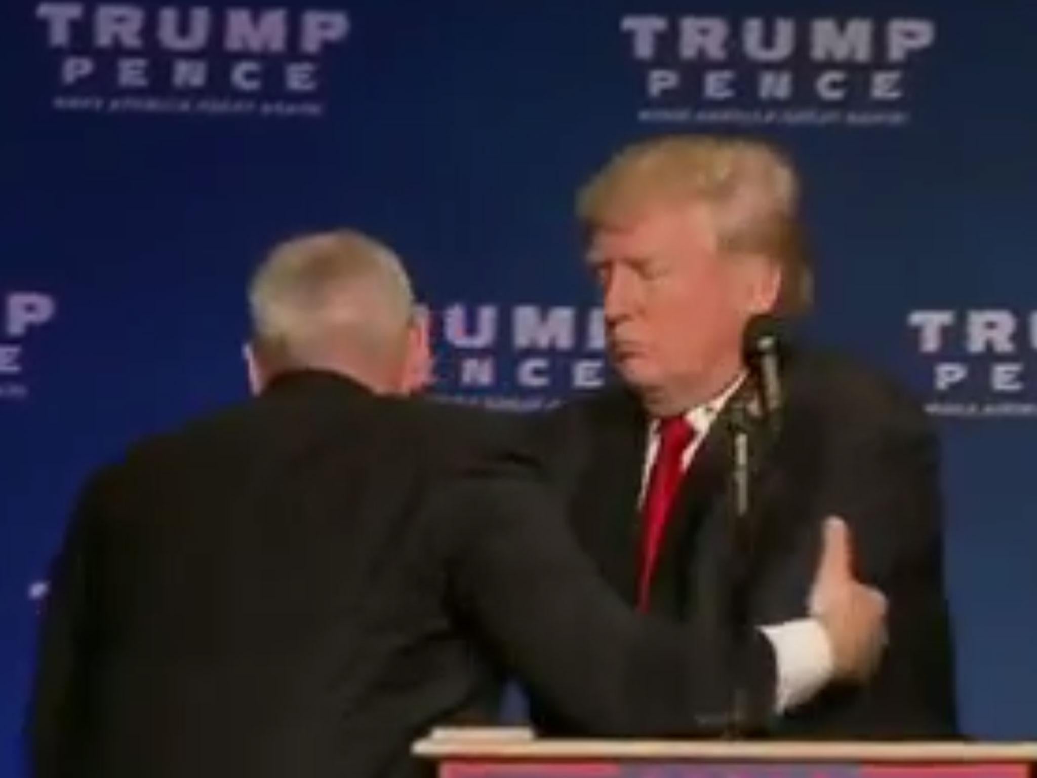 Secret Service agents stormed the stage to bundle the Republican candidate away from the alleged threat