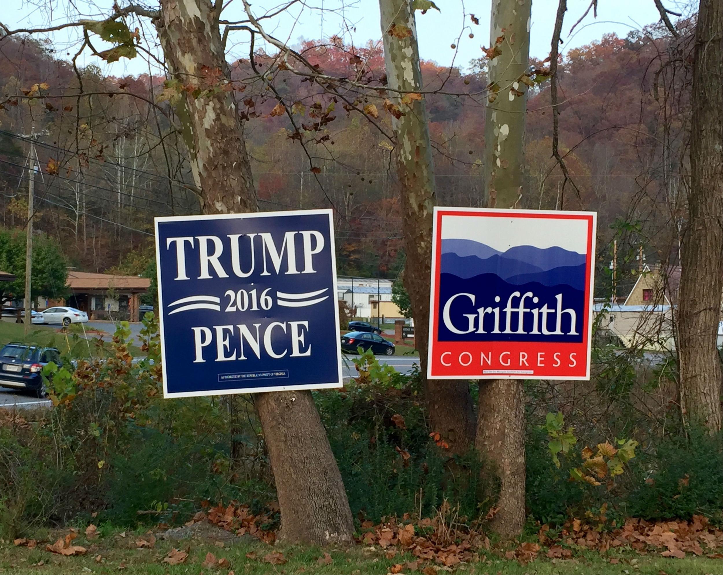 There were only signs for Republican candidates in Grundy (Andrew Buncombe )