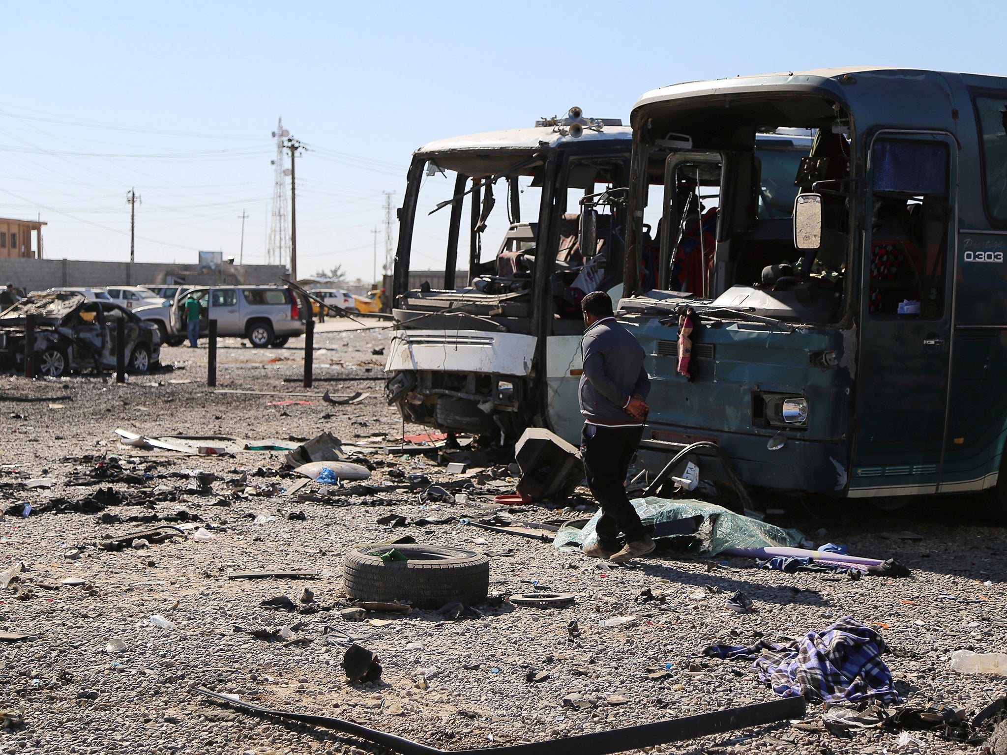 The man walked into the car park of a religious shrine in Samarra and detonated both the ambulance and himself