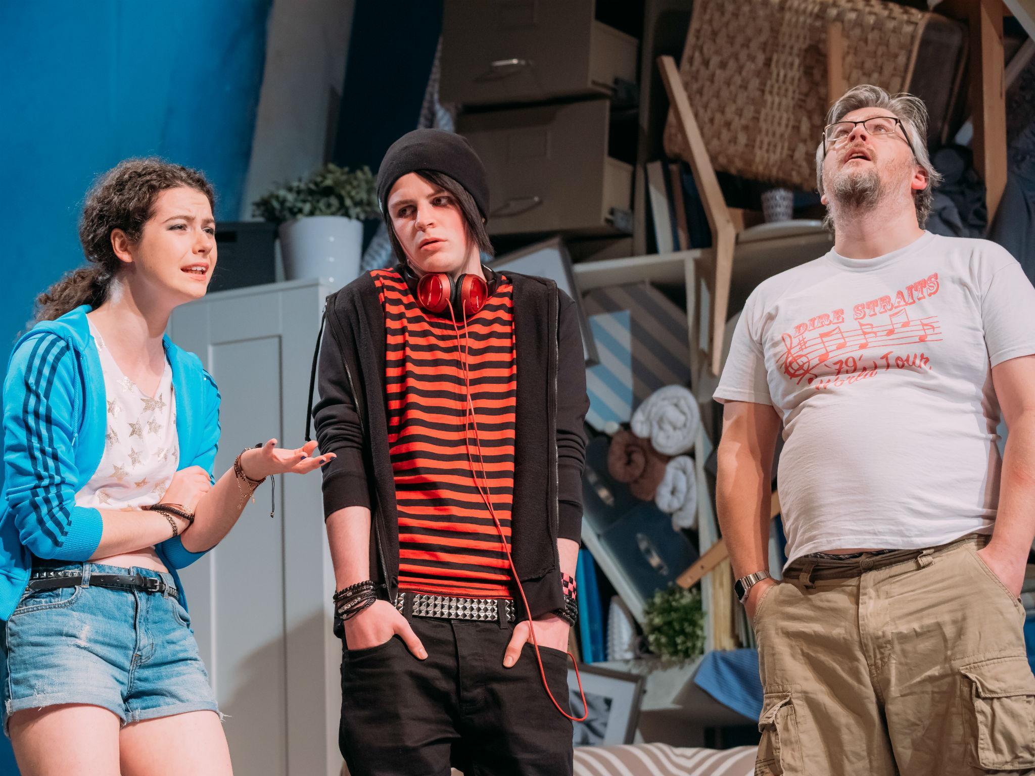 Teenage hell: (L-R) Molly Vevers as Tilly, Keiran Gallacher as Josh, and Stephen McCole as Mark in Jumpy