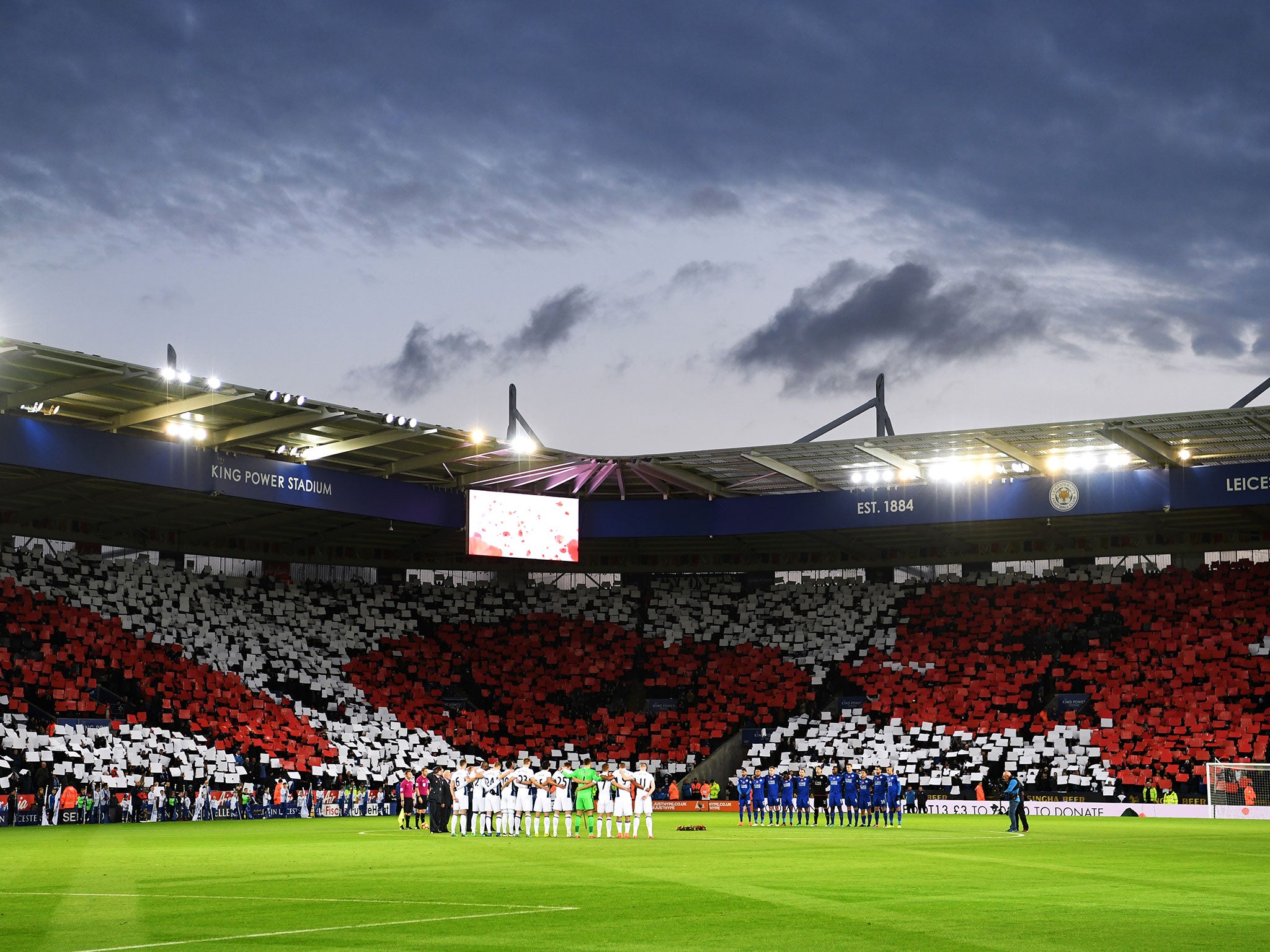 A general stadium view as the teams and fans observe a minute's silence in honour of Remembrance Day