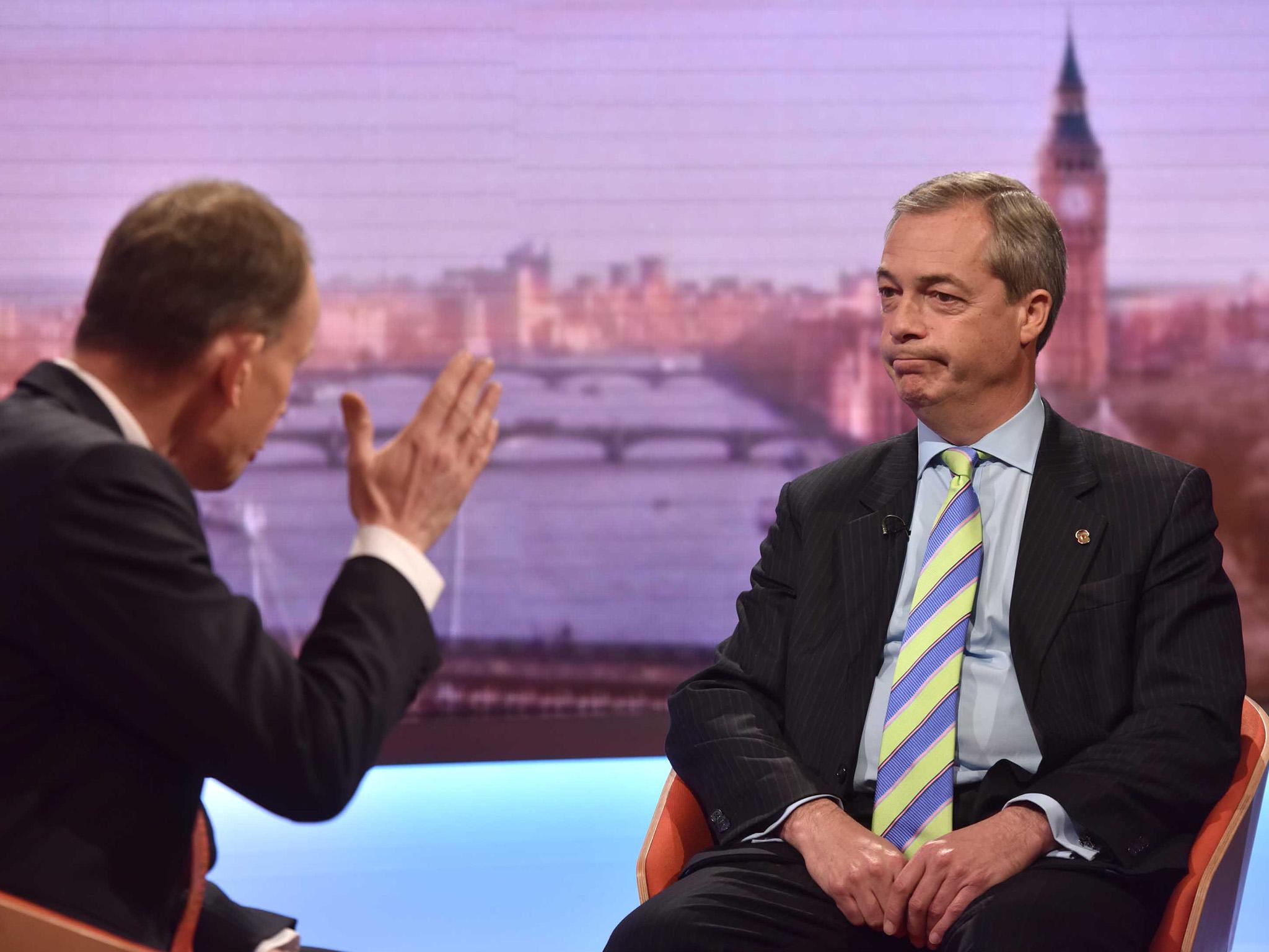 Nigel Farage appears on The Andrew Marr Show