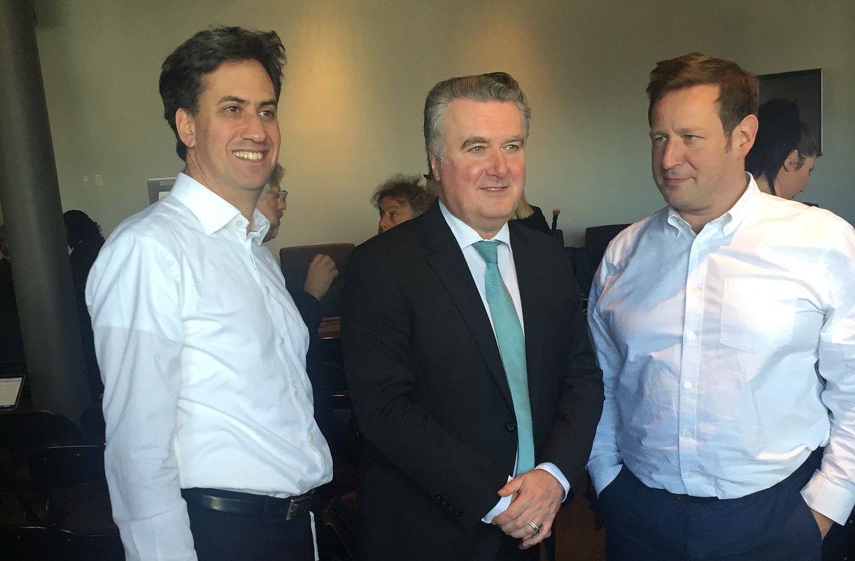 MPs Ed Miliband (Labour), John Nicolson (SNP) and Ed Vaizey (Conservative) at last week's conference at NYU