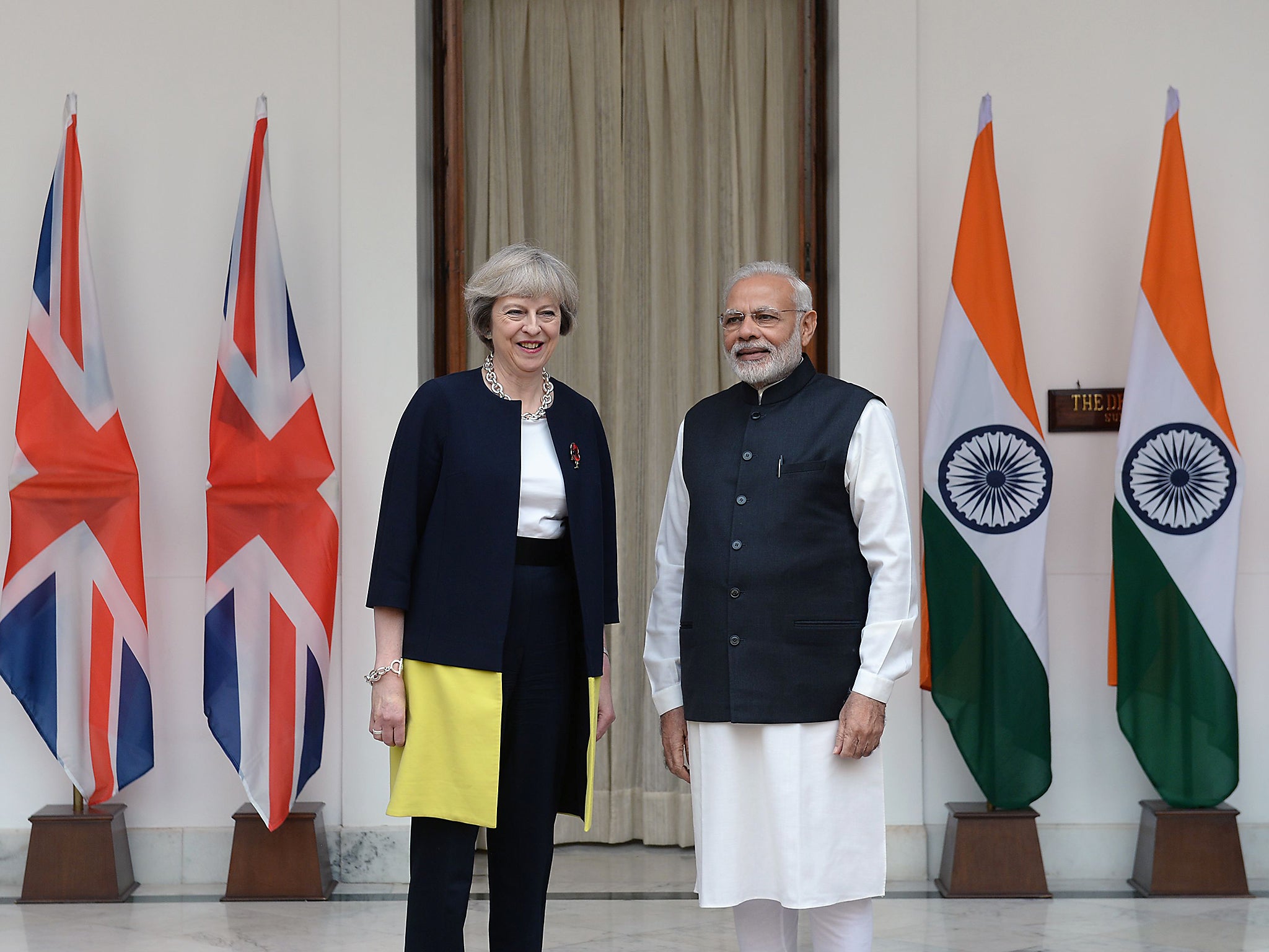 Theresa May is taking a hard line with India’s Prime Minister, Narendra Modi