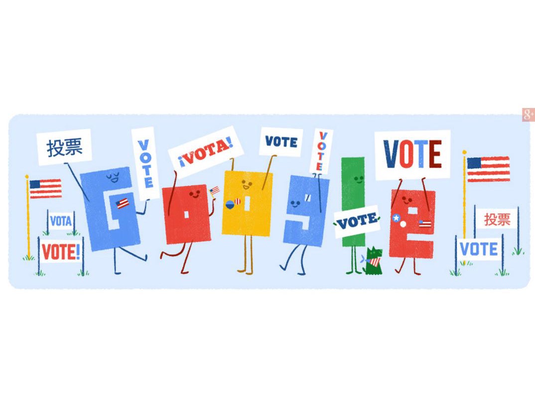 Today's US Google Doodle is the second in a series of illustrations urging people to vote in the presidential election