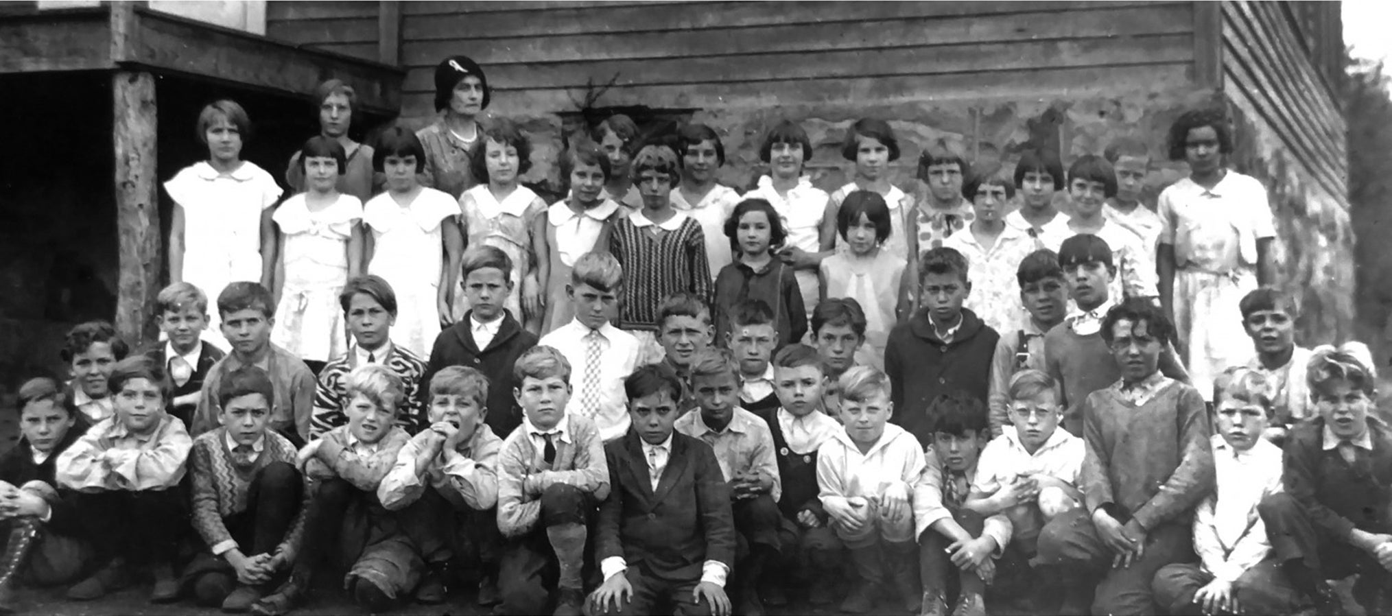 Gladys Ament (third row, fifth from left) with her classmates at Gilmore, the two-room schoolhouse in Lonaconing, Maryland that she attended while growing up in the 1920s and 1930s