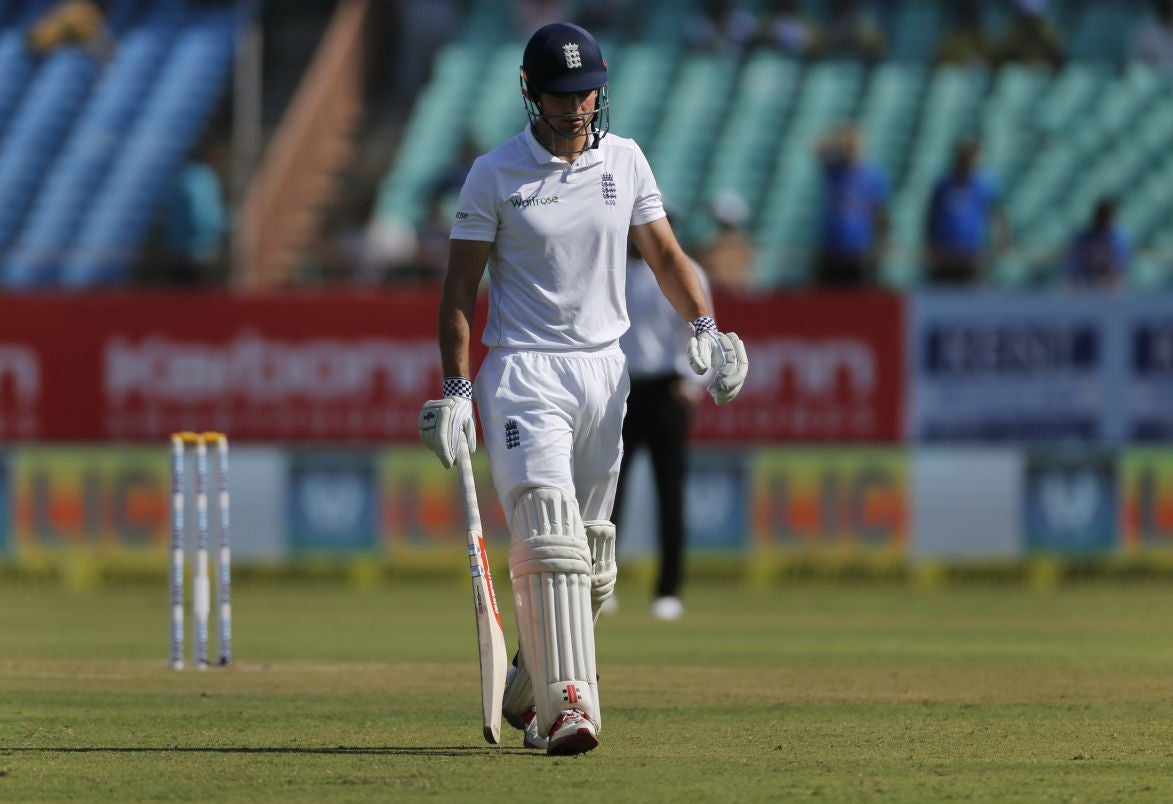 Alastair Cook fell lbw for 21 to an incorrect decision