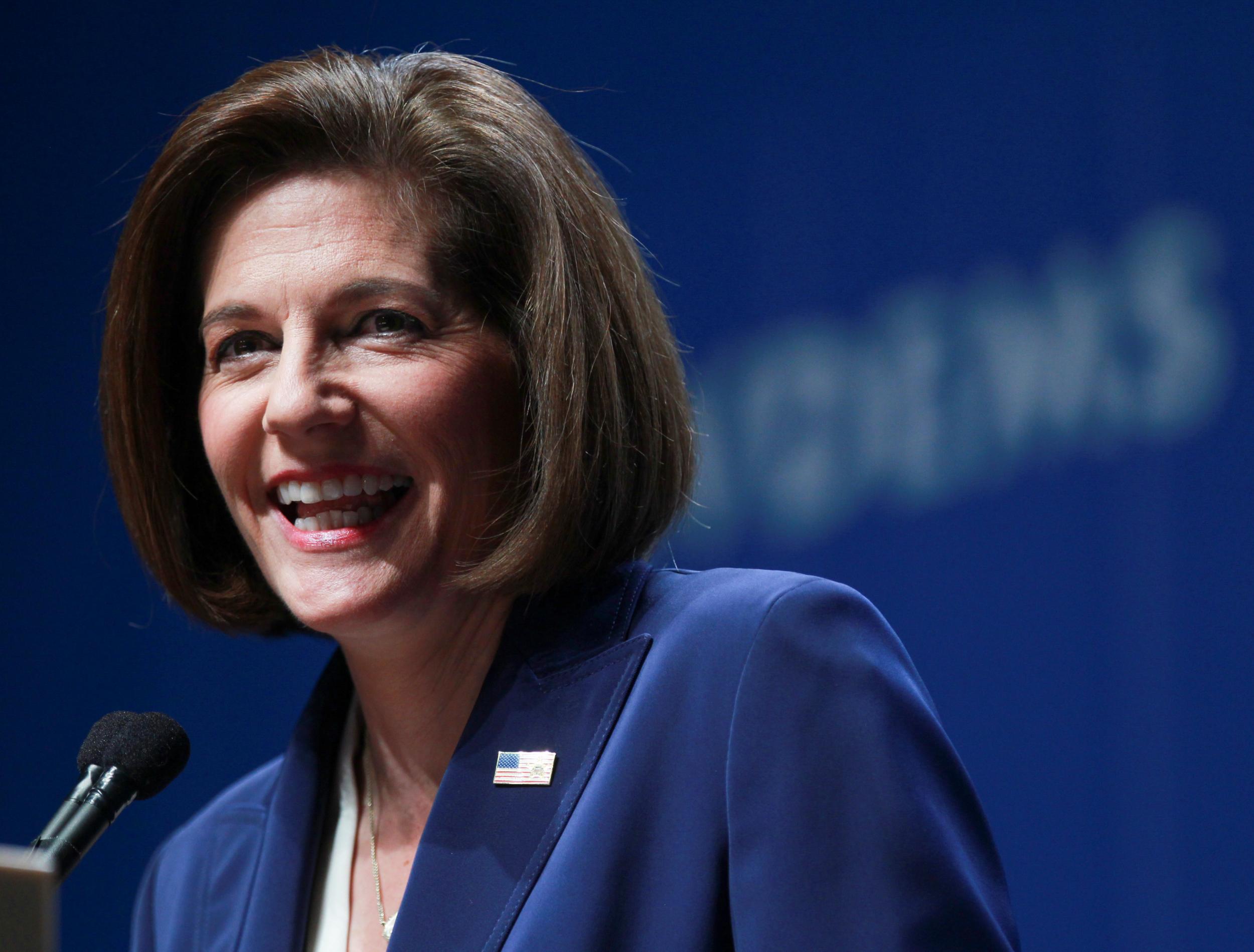 Sen-elect Catherine Cortez Masto, D-Nev, speaks to supporters after her victory at an election watch party in Las Vegas