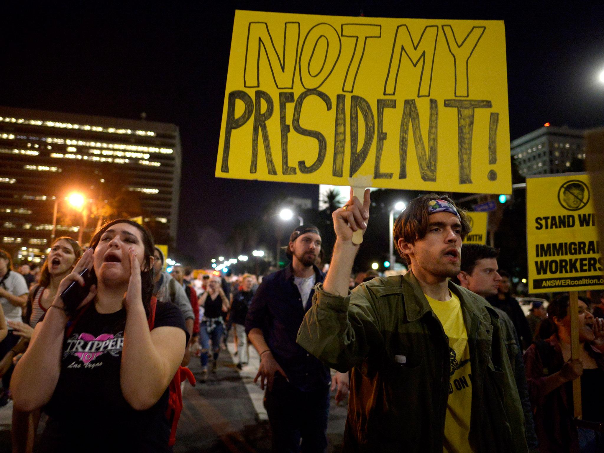 Protesters in Los Angeles, California