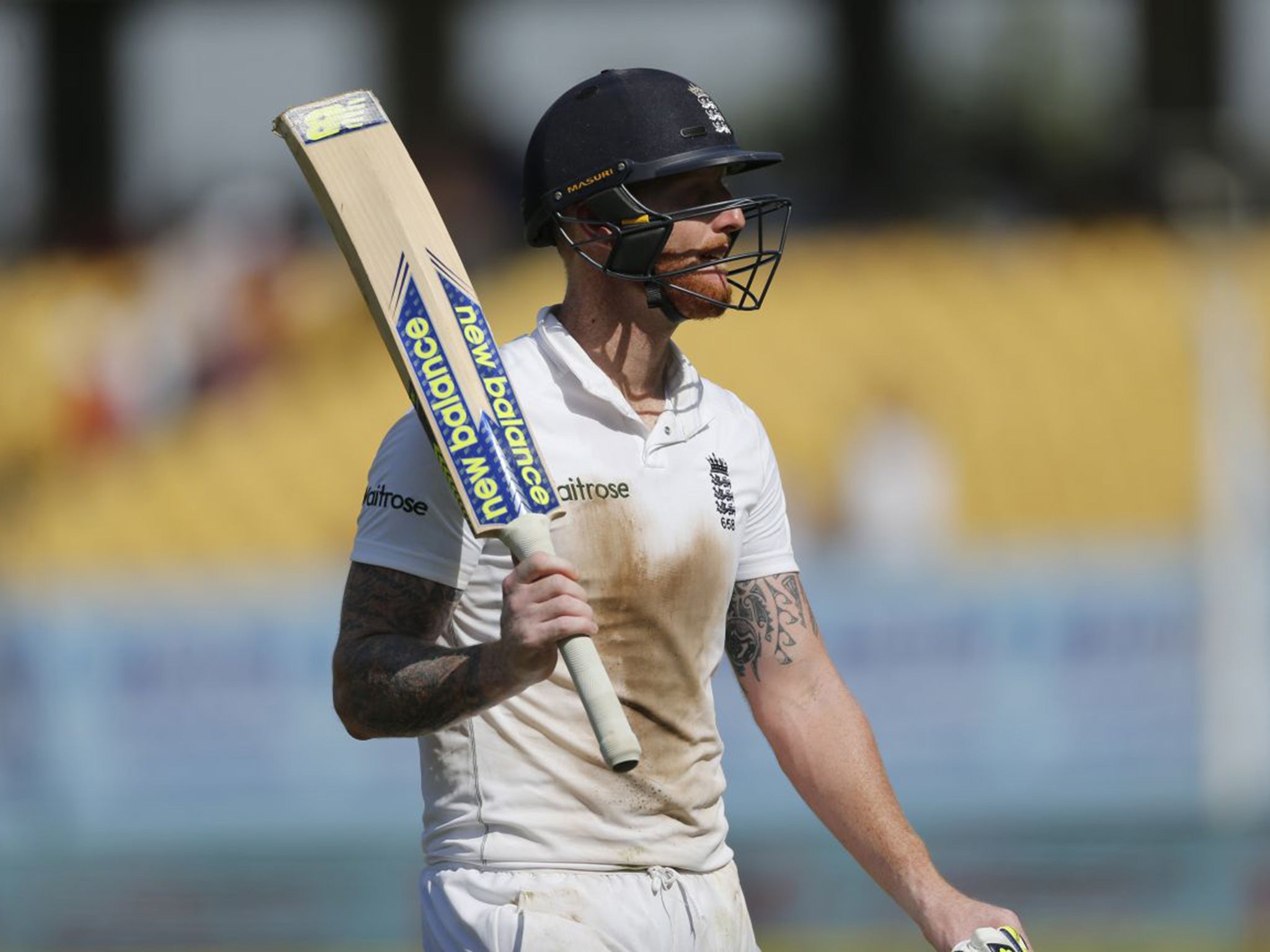 Stokes celebrates reaching his century in Rajkot