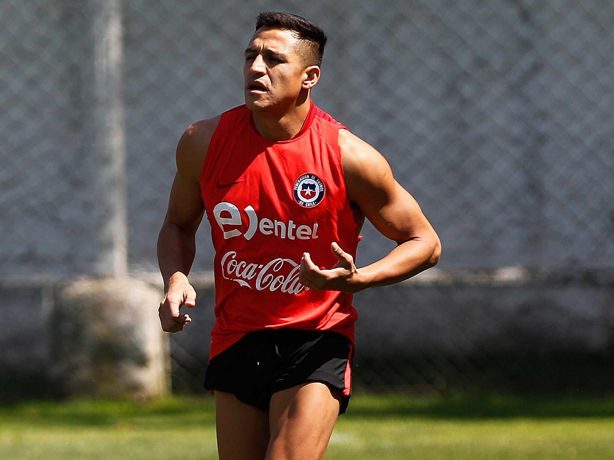 Sanchez in training with Chile earlier this week