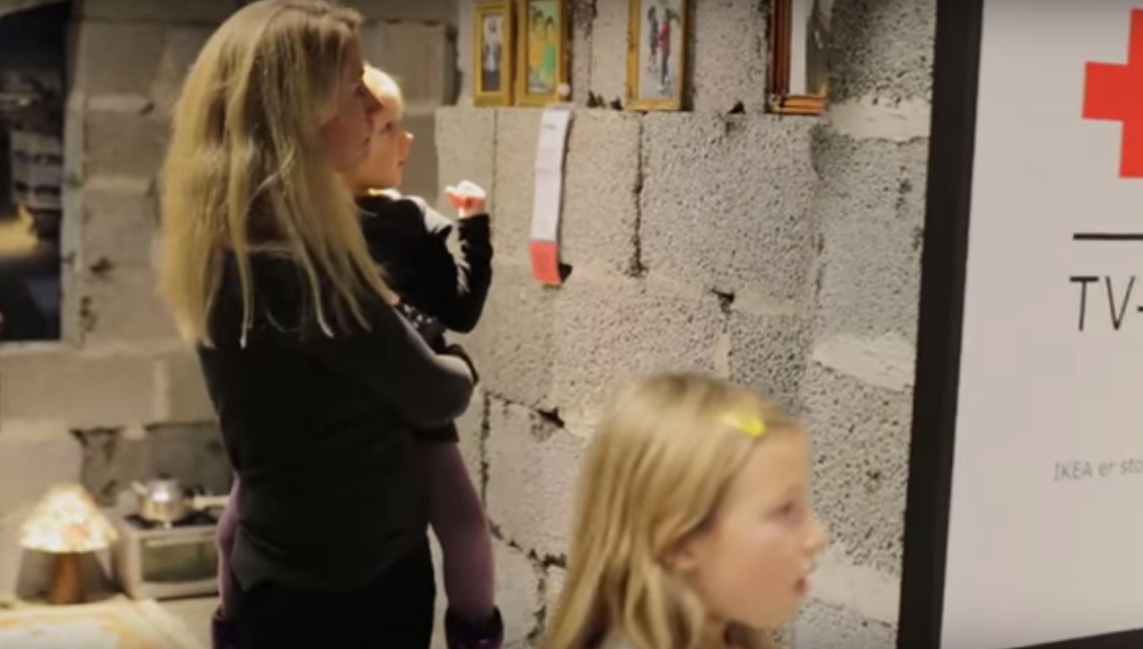 The makeshift home of a family in a suburb of Damascus has been pain-stakingly recreated as a showroom piece at an Ikea in Norway (Olaf A. Saltbones/Red Cross Norge)