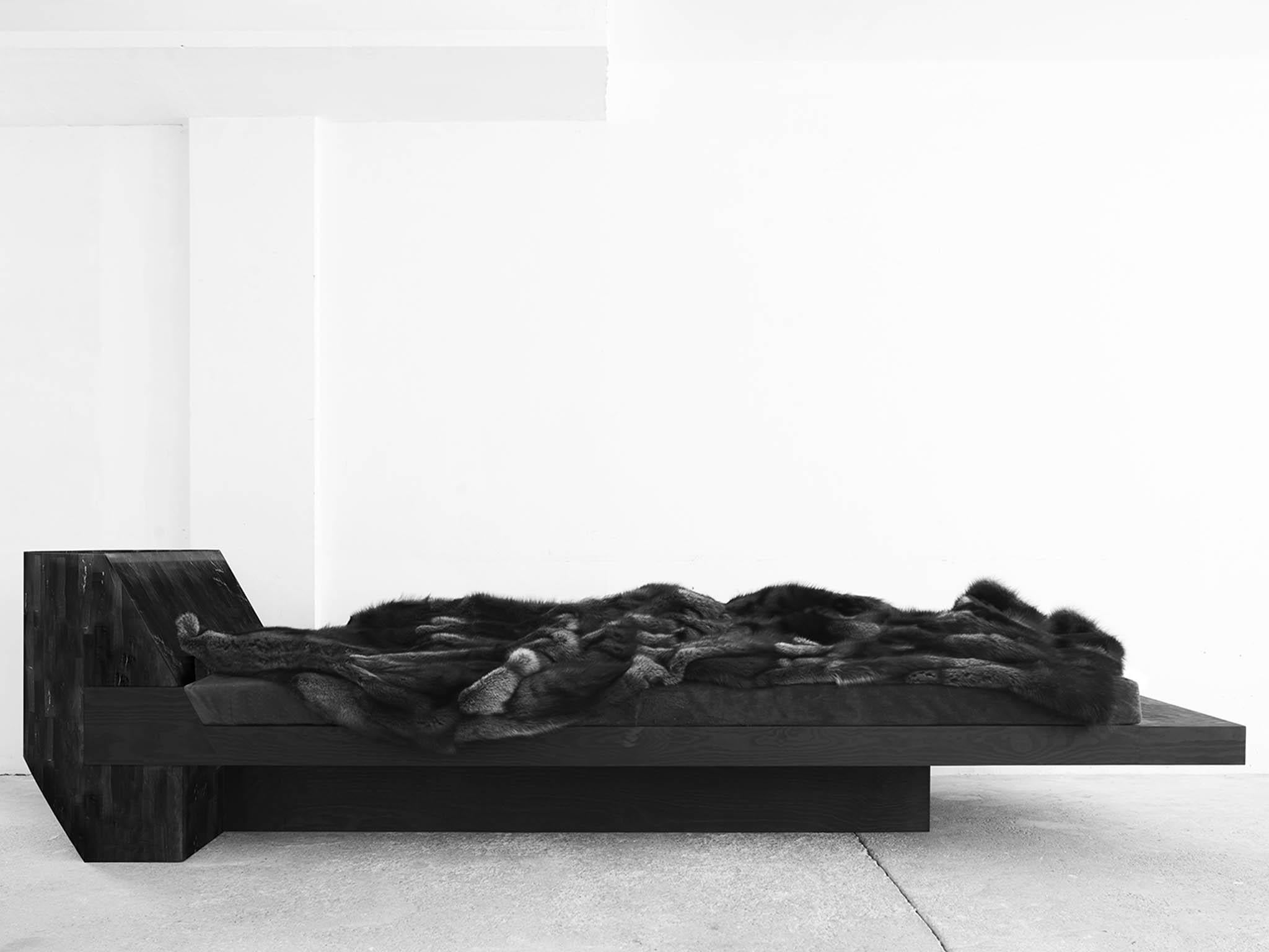 The pieces are made from materials like Carrara marble, plywood and moose antler