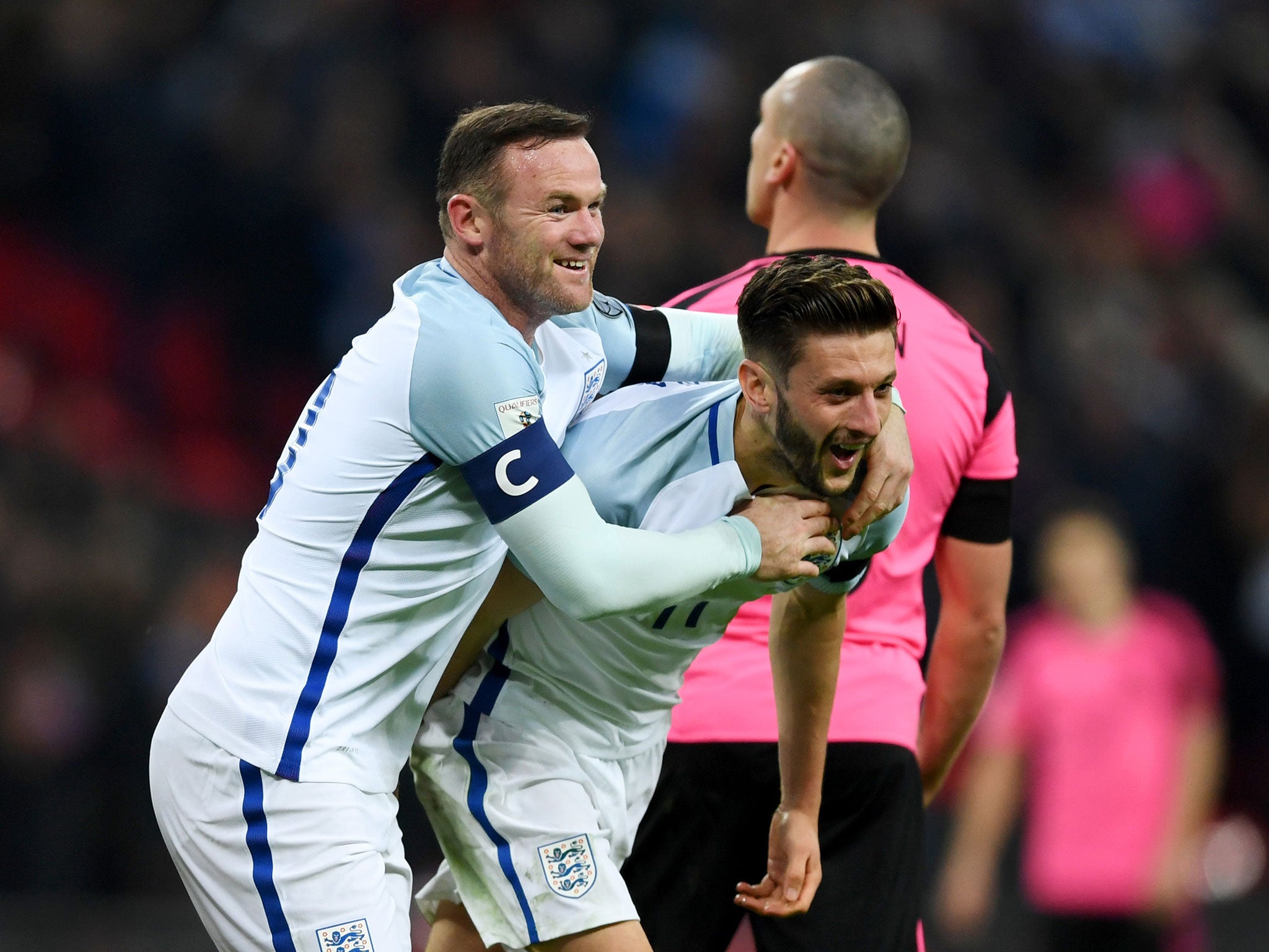 Lallana wheels away after scoring England's second goal