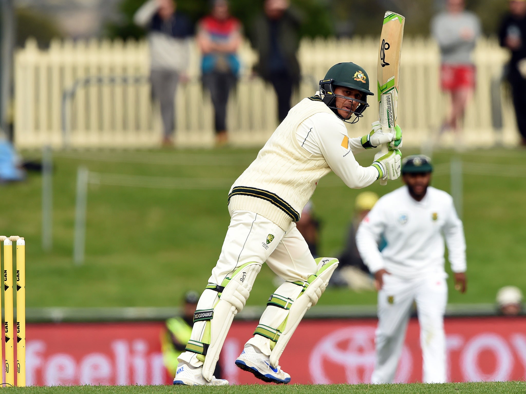 Khawaja was unbeaten on 56 when bad light stopped play