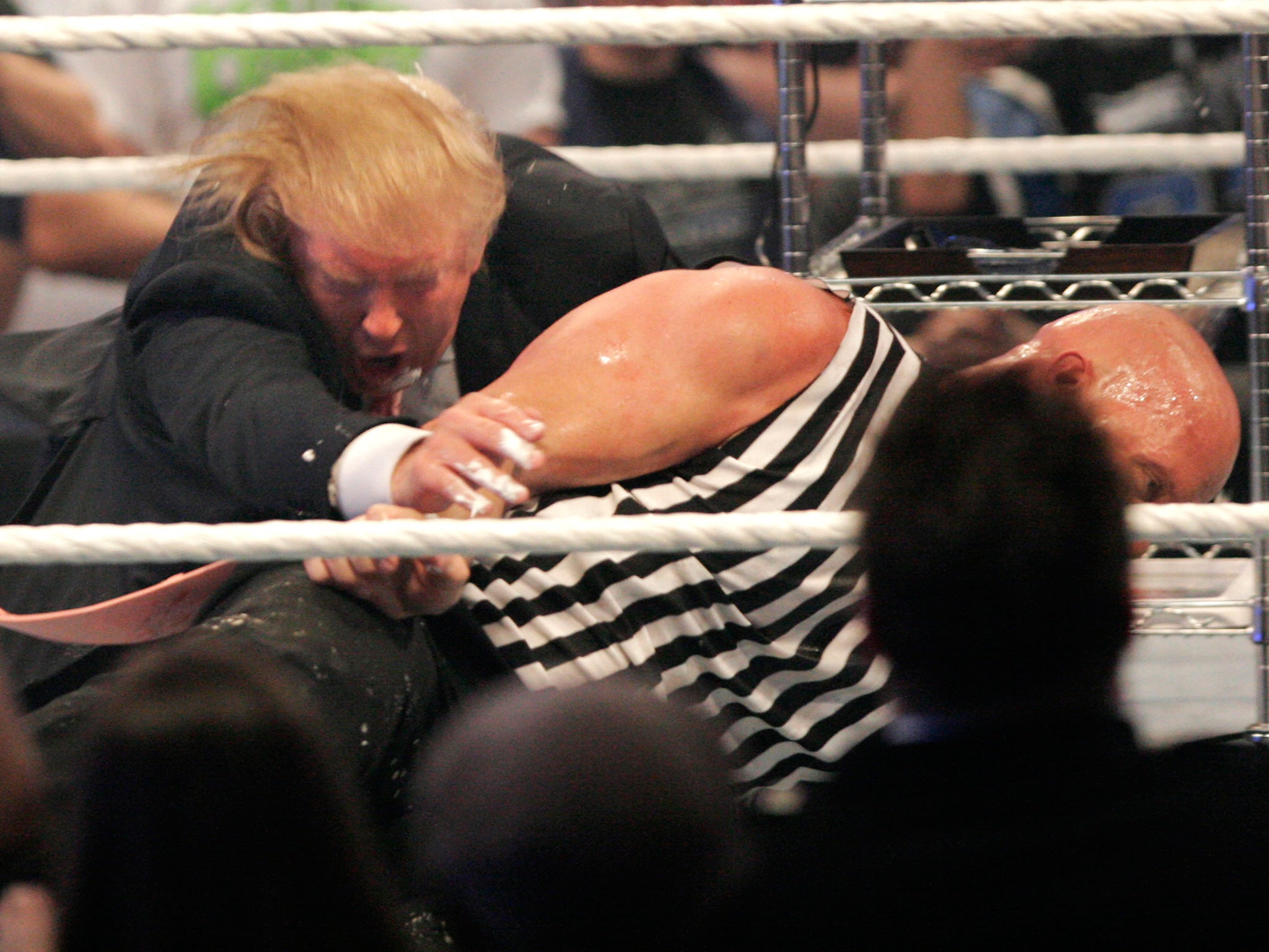 Trump in the squared circle with 'Stone Cold' Steve Austin in 2007