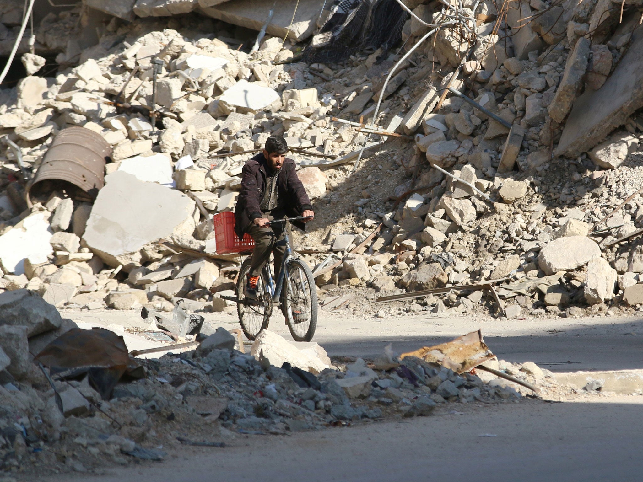 A rebel-held besieged area of Aleppo last week. Areas of the city have faced months of bombardment from Syrian and Russian forces