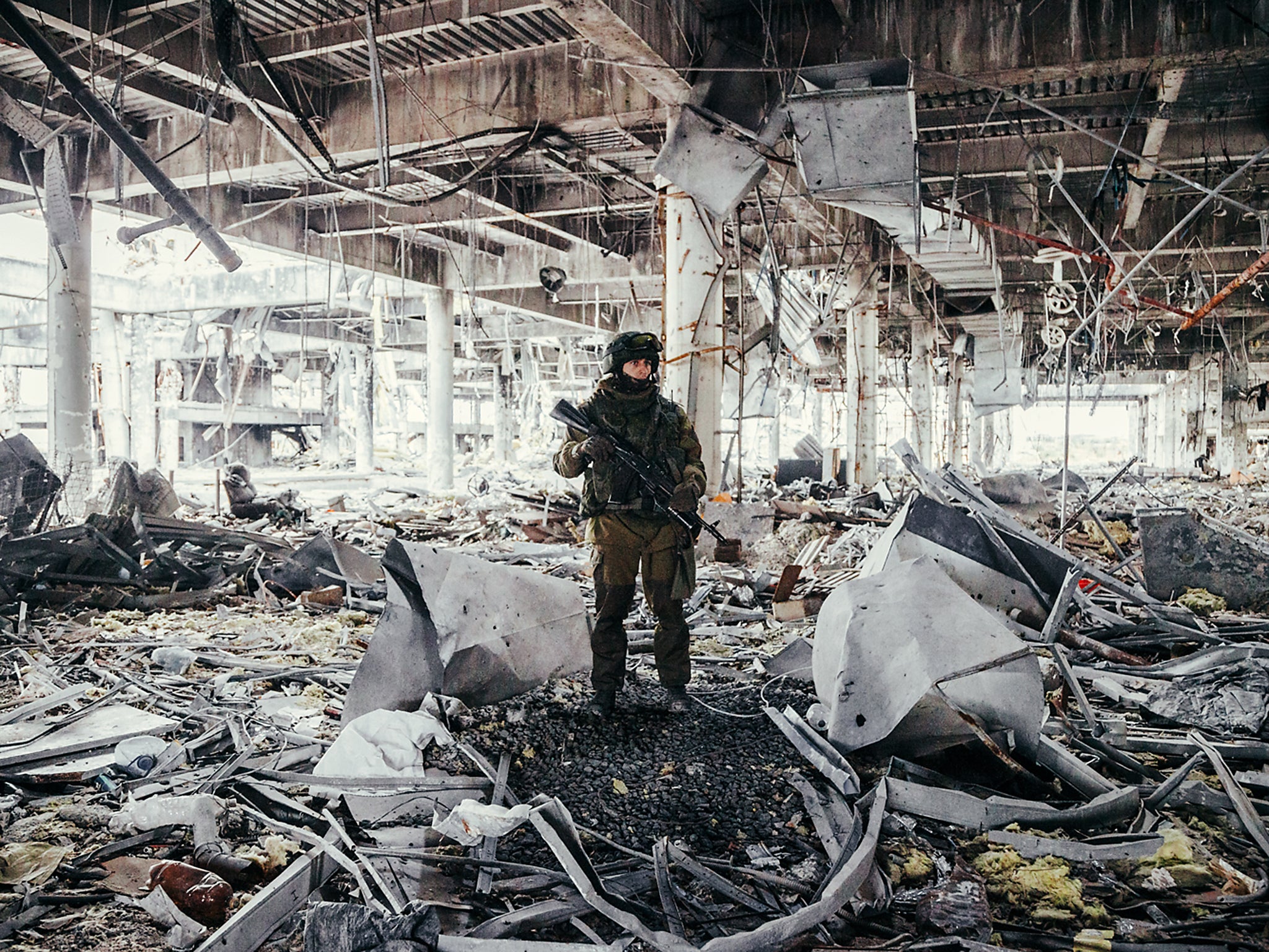 The wrecked remains of what used to be the airport’s boarding hall