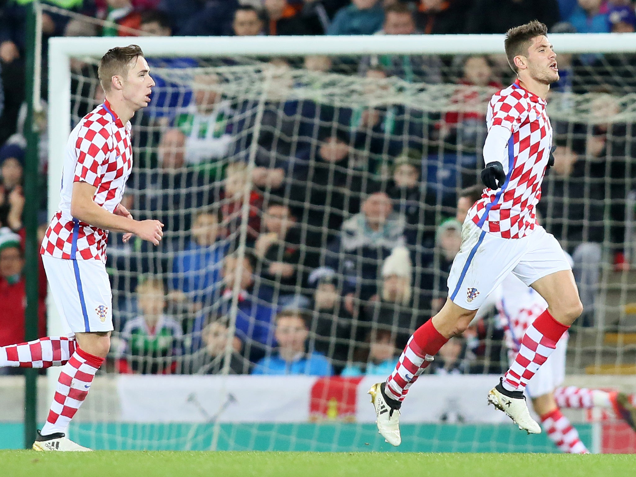 Kramaric wheels away after scoring Croatia's third