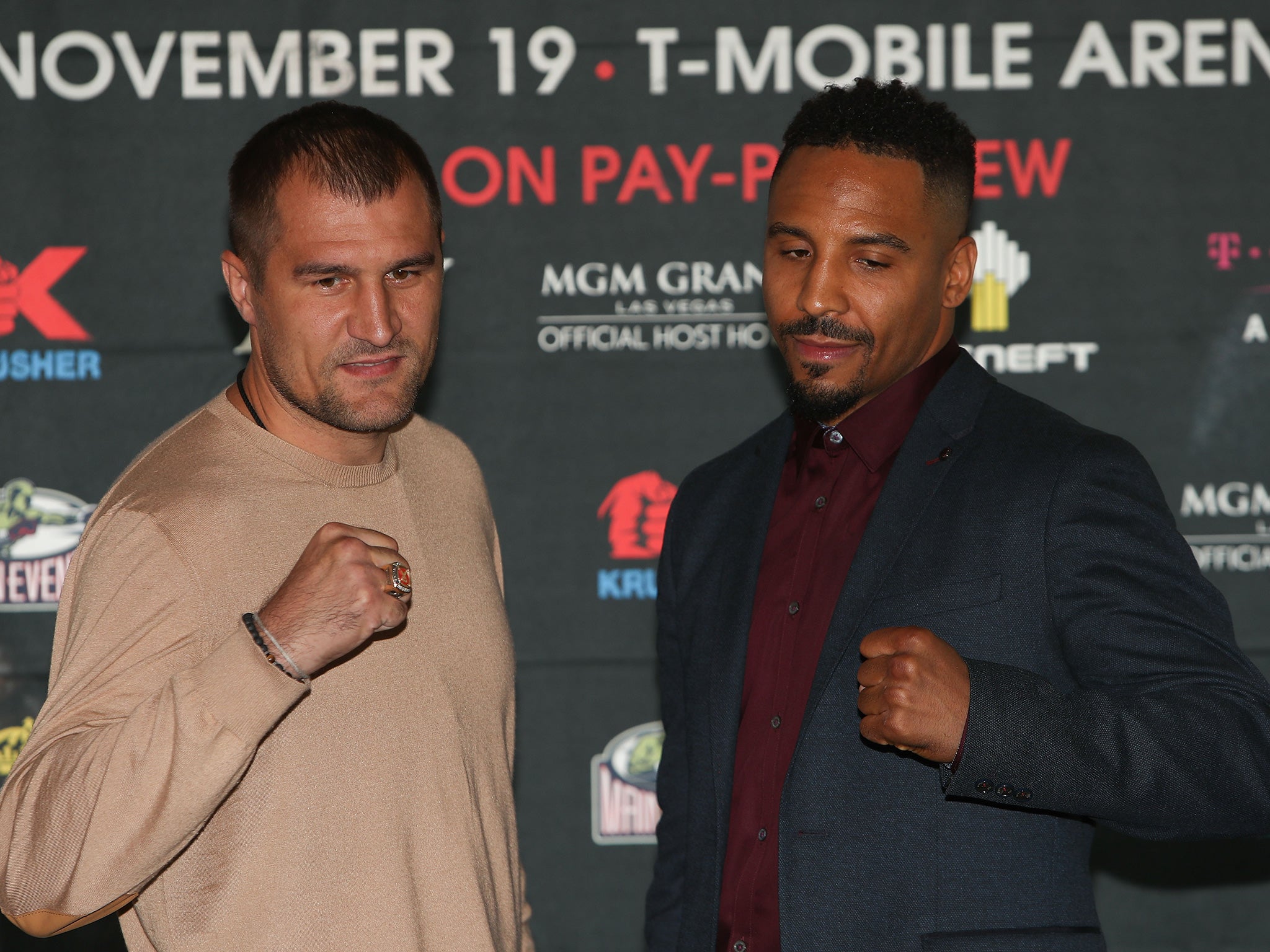 Kovalev and Ward at a pre-fight promotional event in New York City