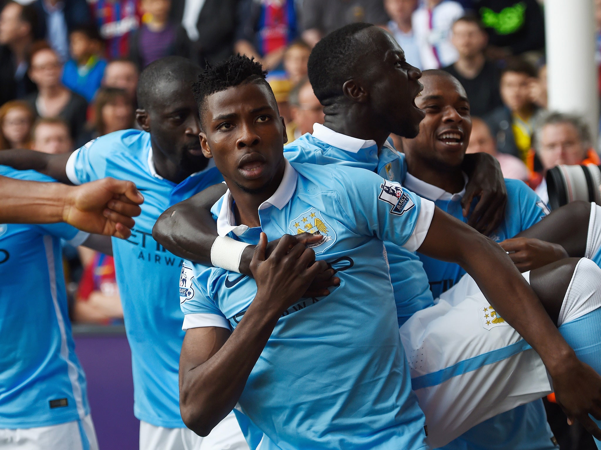 Iheanacho celebrates scoring City's late winner at Selhurst Park last season