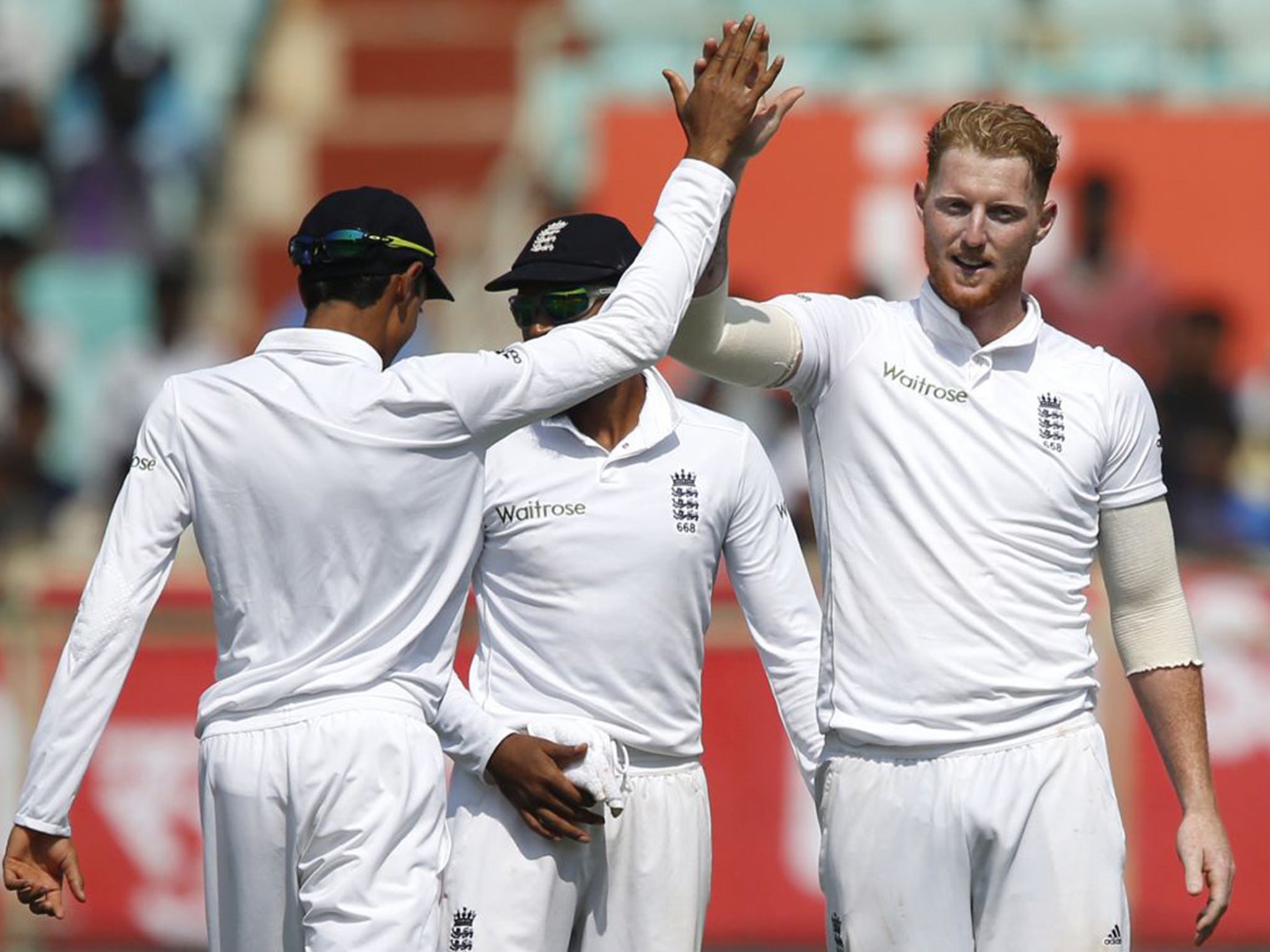 Stokes celebrates the dismissal of India's Ashwin