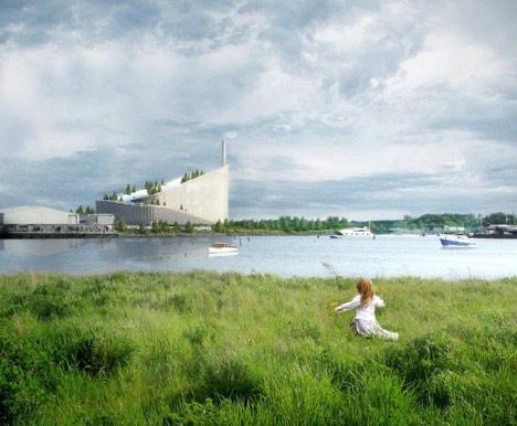 Visitors will take a lift to the top of a power plant in Copenhagen and then ski back down