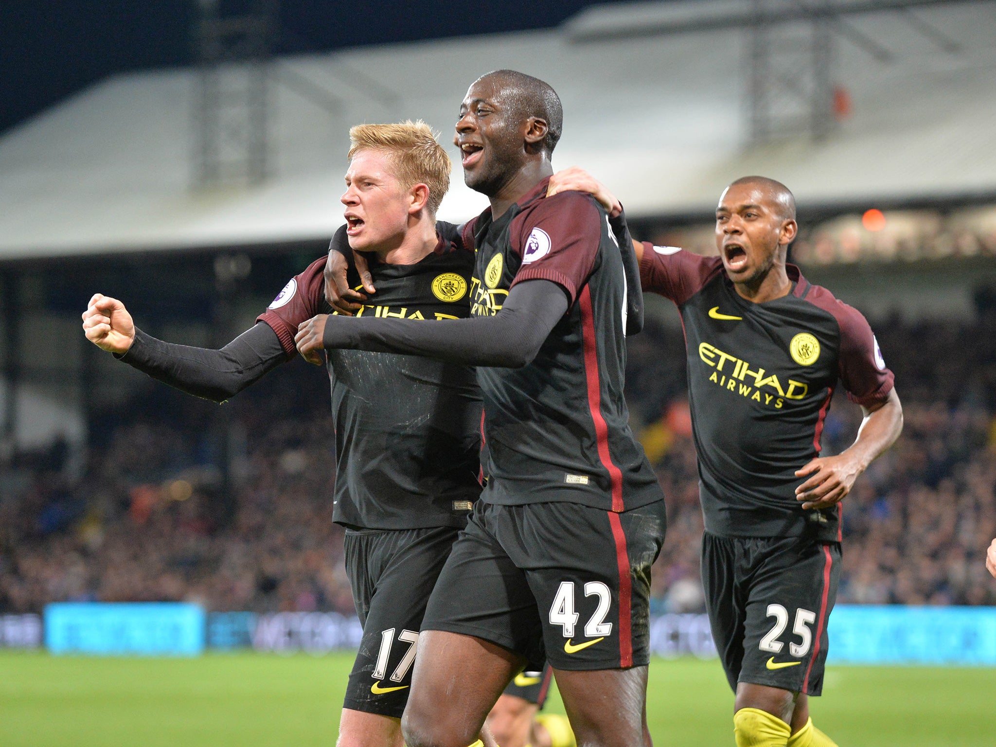 Toure celebrates restoring City's lead with De Bruyne