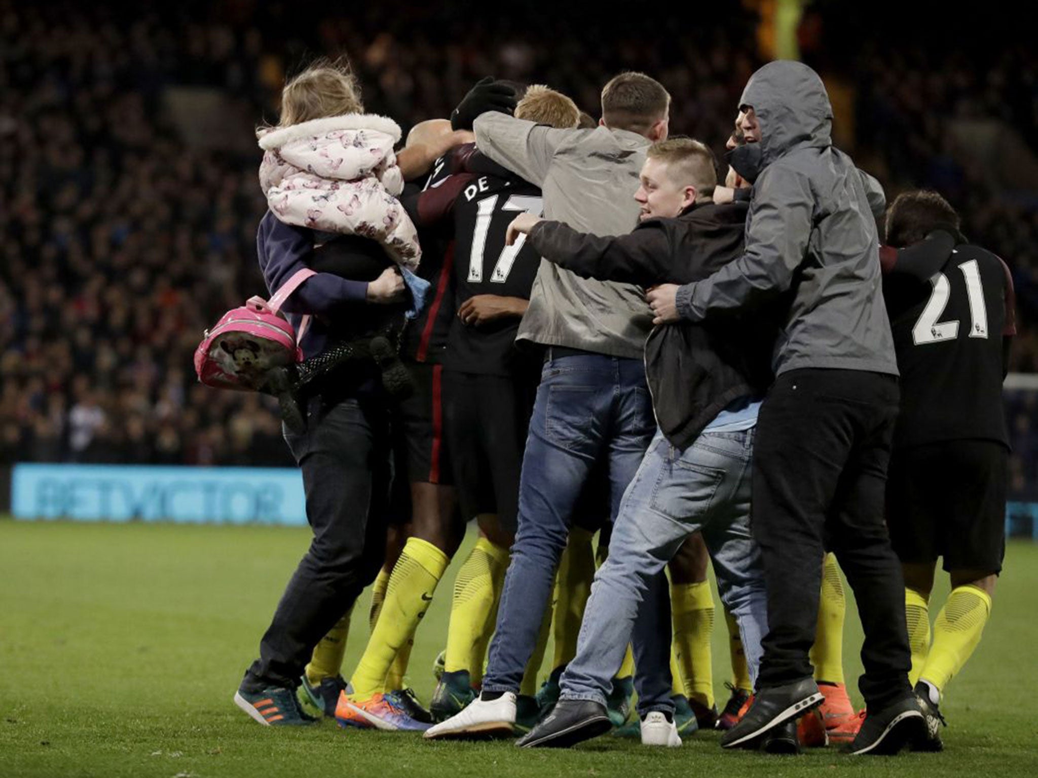 The fan was allowed to stay on the pitch as stewards didn't know what to do