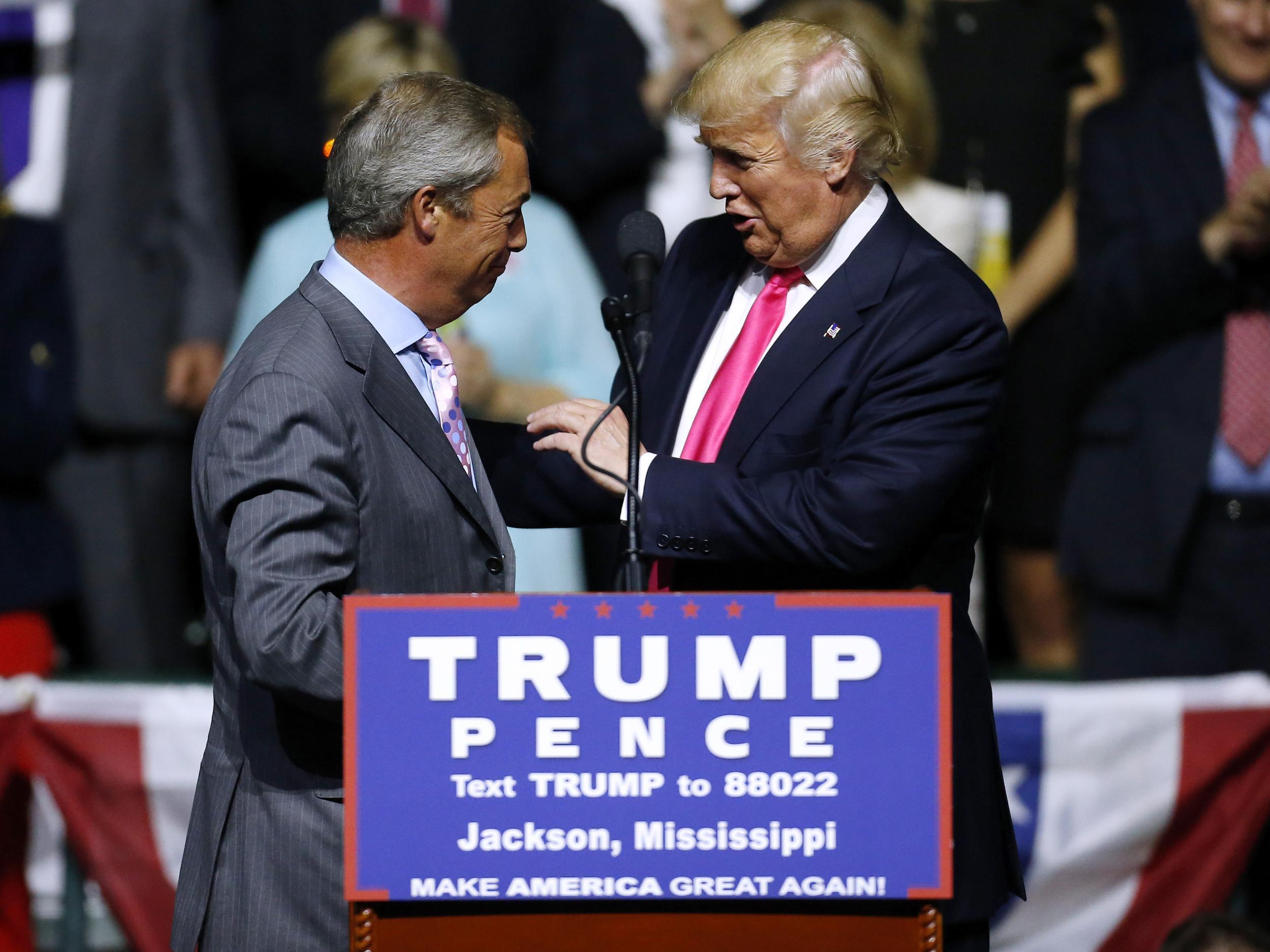 Nigel Farage and Donald Trump during the US presidential election